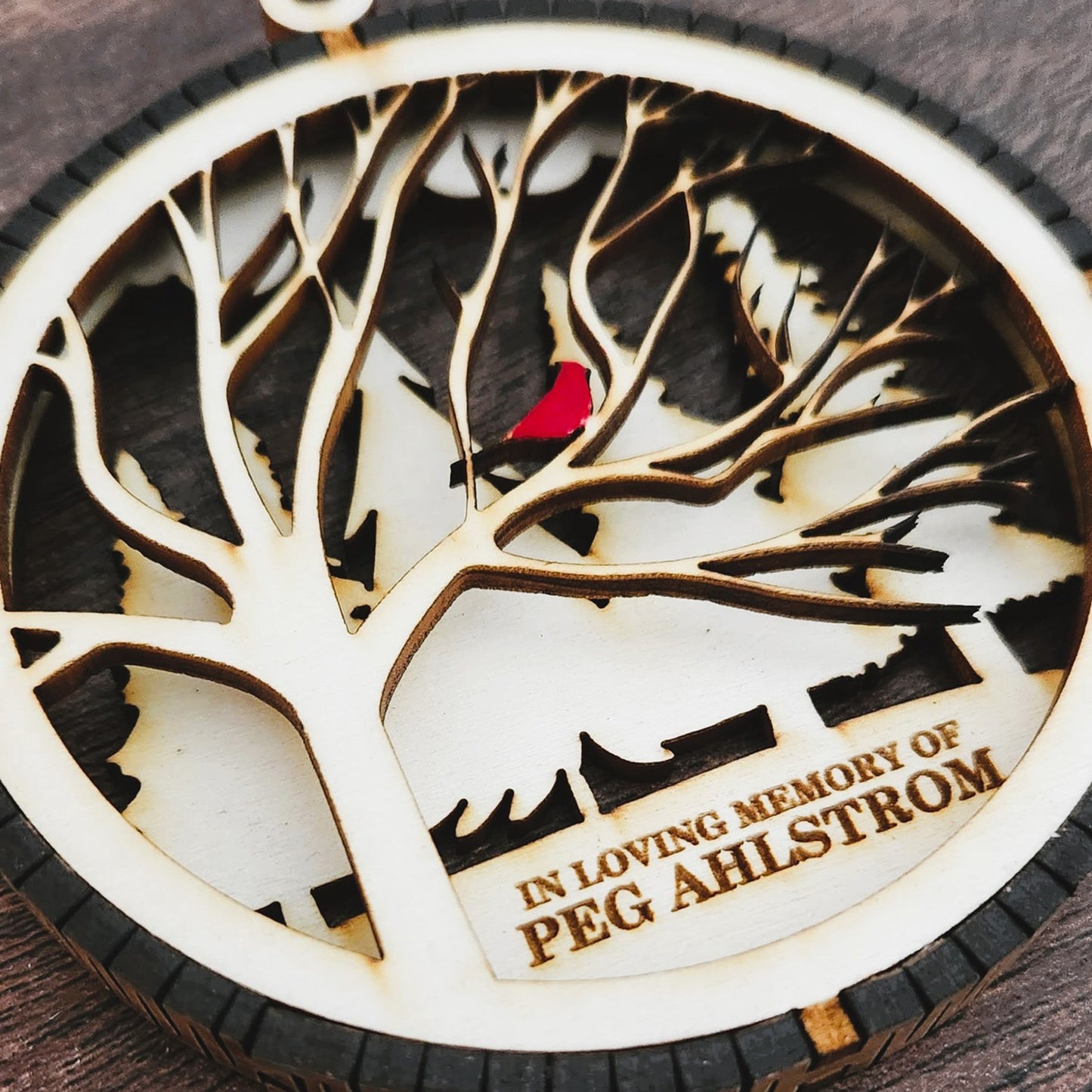 Cardinal Memorial Personalized Layered Christmas Ornament - Glowforge