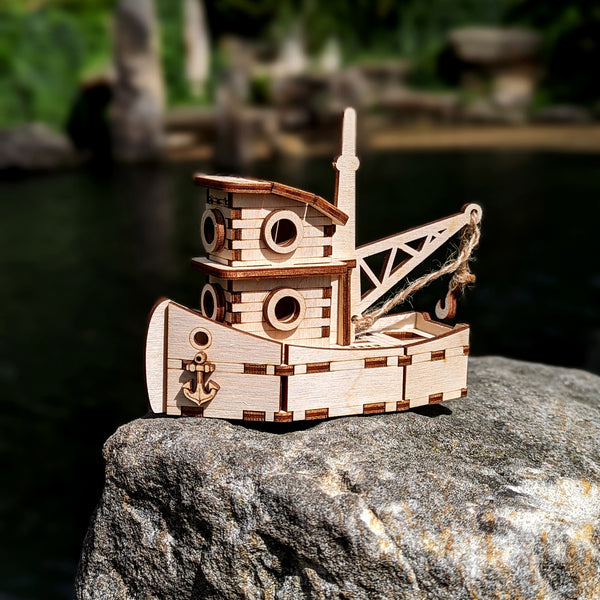 Cartoon Styled Fishing Boat - Detailed Miniature with a Mast