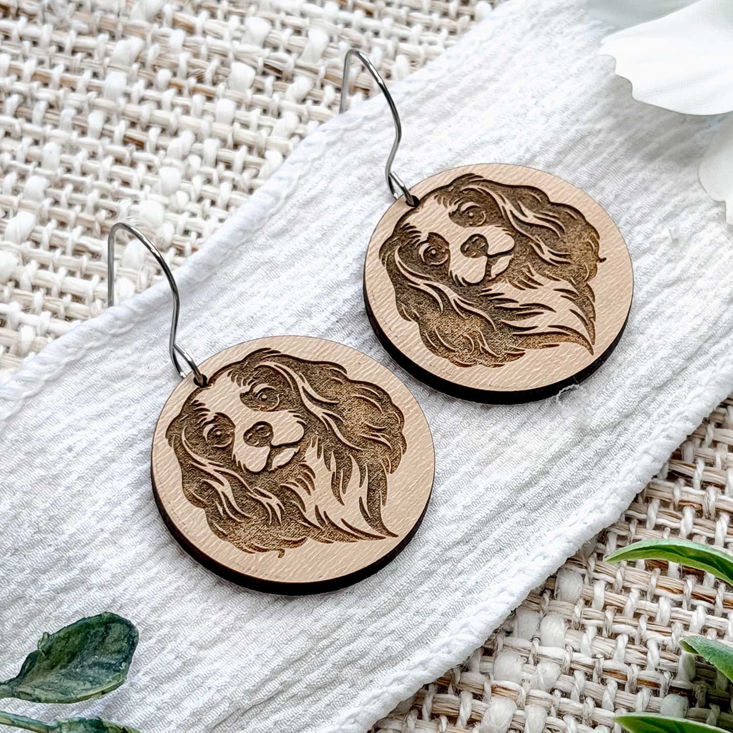 Cavalier King Charles Spaniel Engraved Disc Earrings - Glowforge