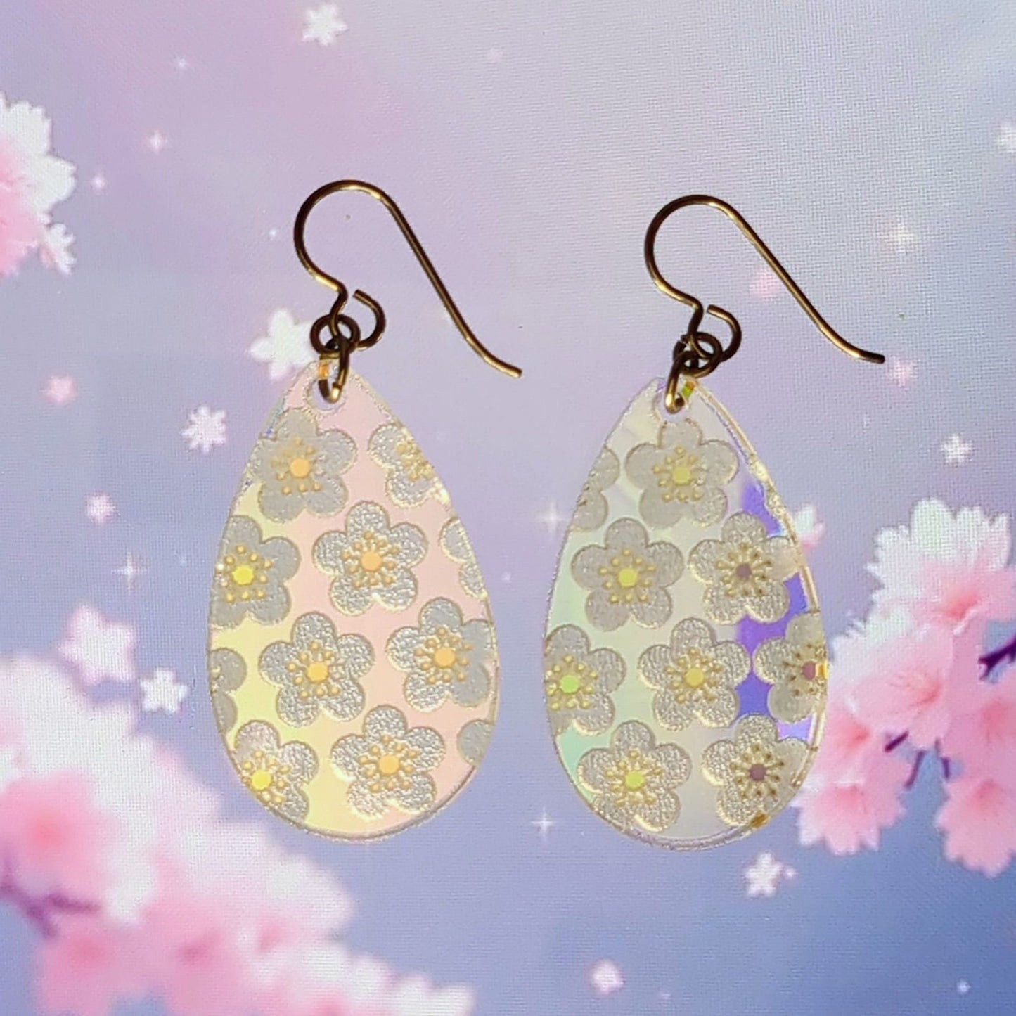 Cherry Blossom Flower Earring Drops - Glowforge