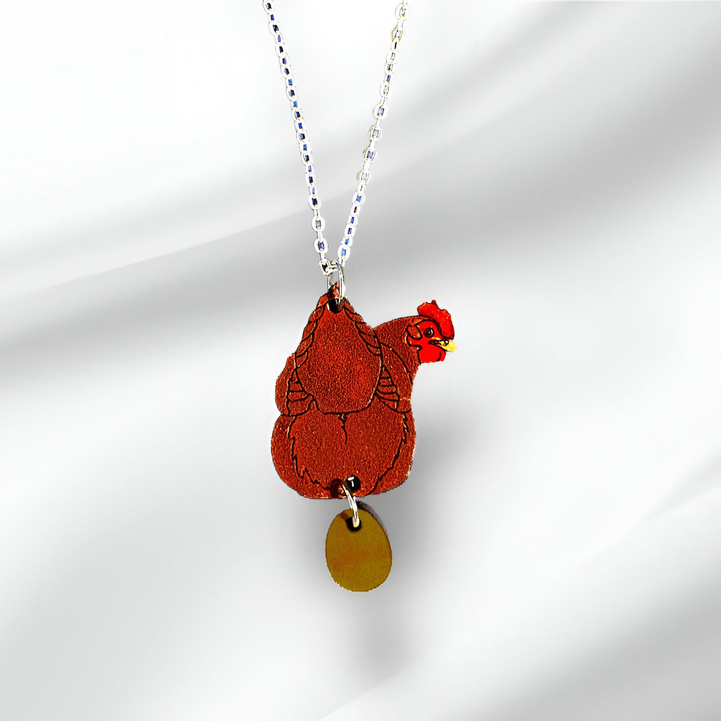 Chicken Laying Egg Dangle Earrings or Pendant