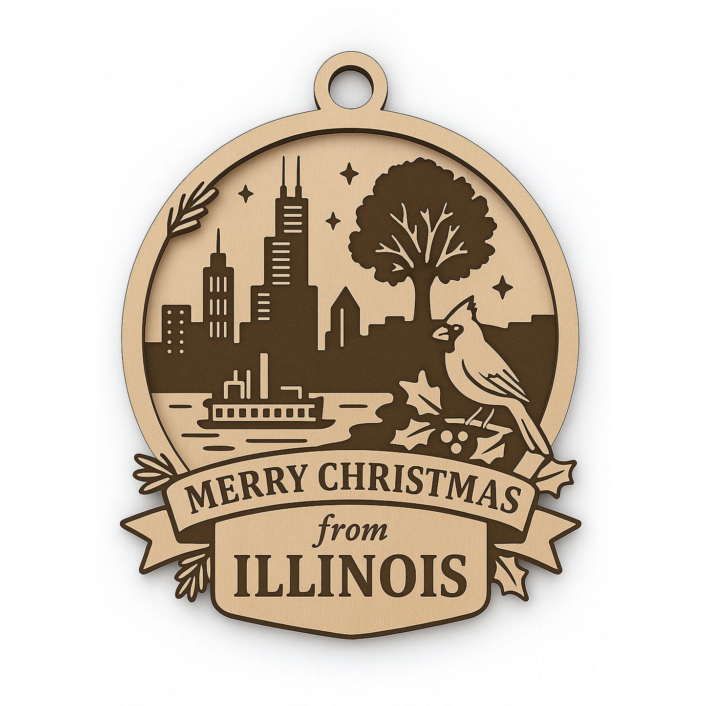 Christmas Across America Ornament - Illinois - Glowforge