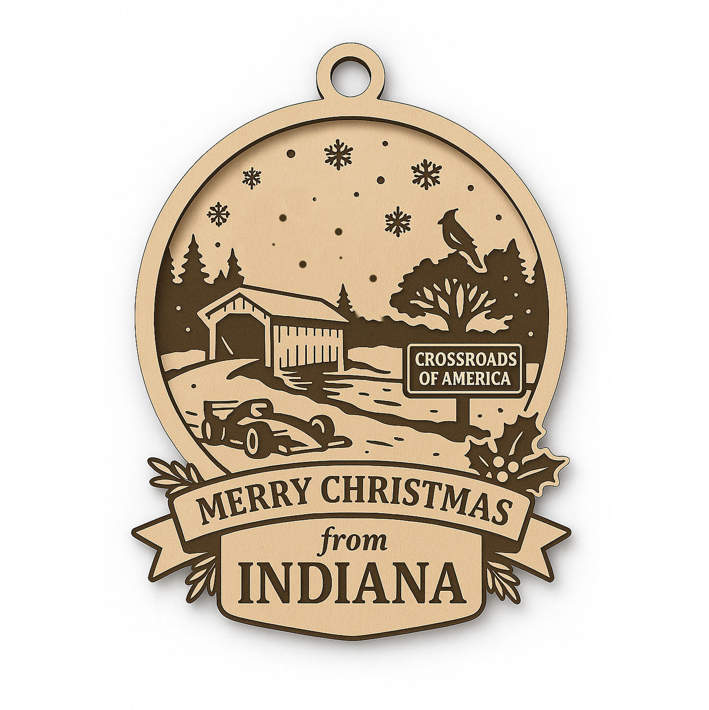 Christmas Across America Ornament - Indiana - Glowforge