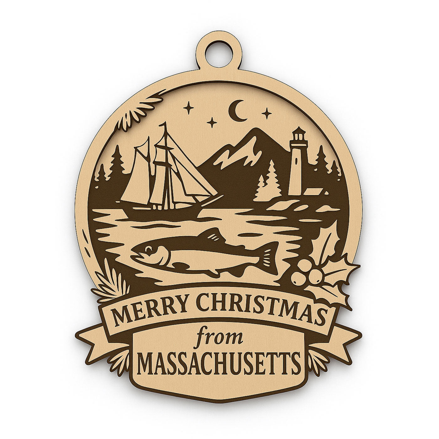 Christmas Across America Ornament - Massachusetts - Glowforge