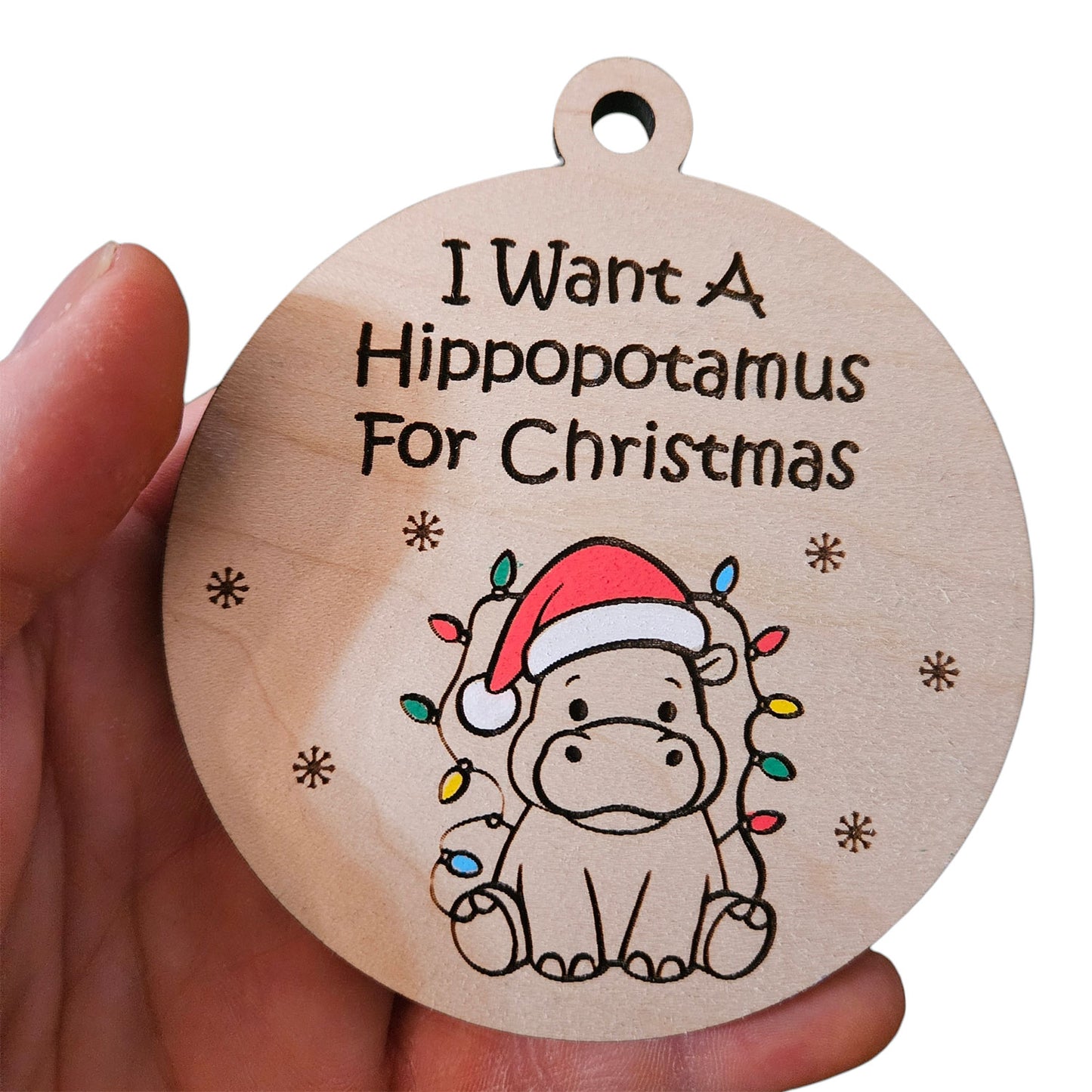 Christmas Hippopotamus Ornament #2 - Glowforge