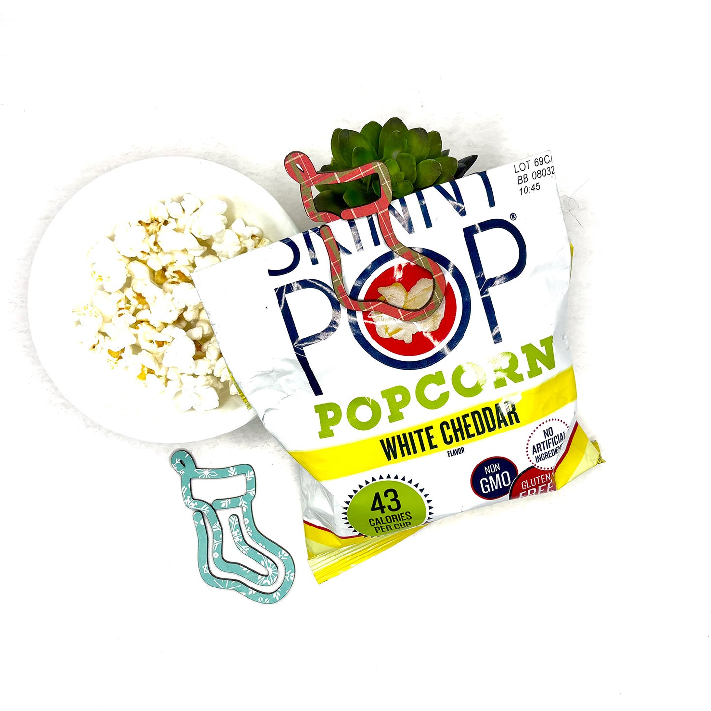 Christmas Stocking Shaped Bookmark with Card Backer - Paperclip - Snack Bag Closure