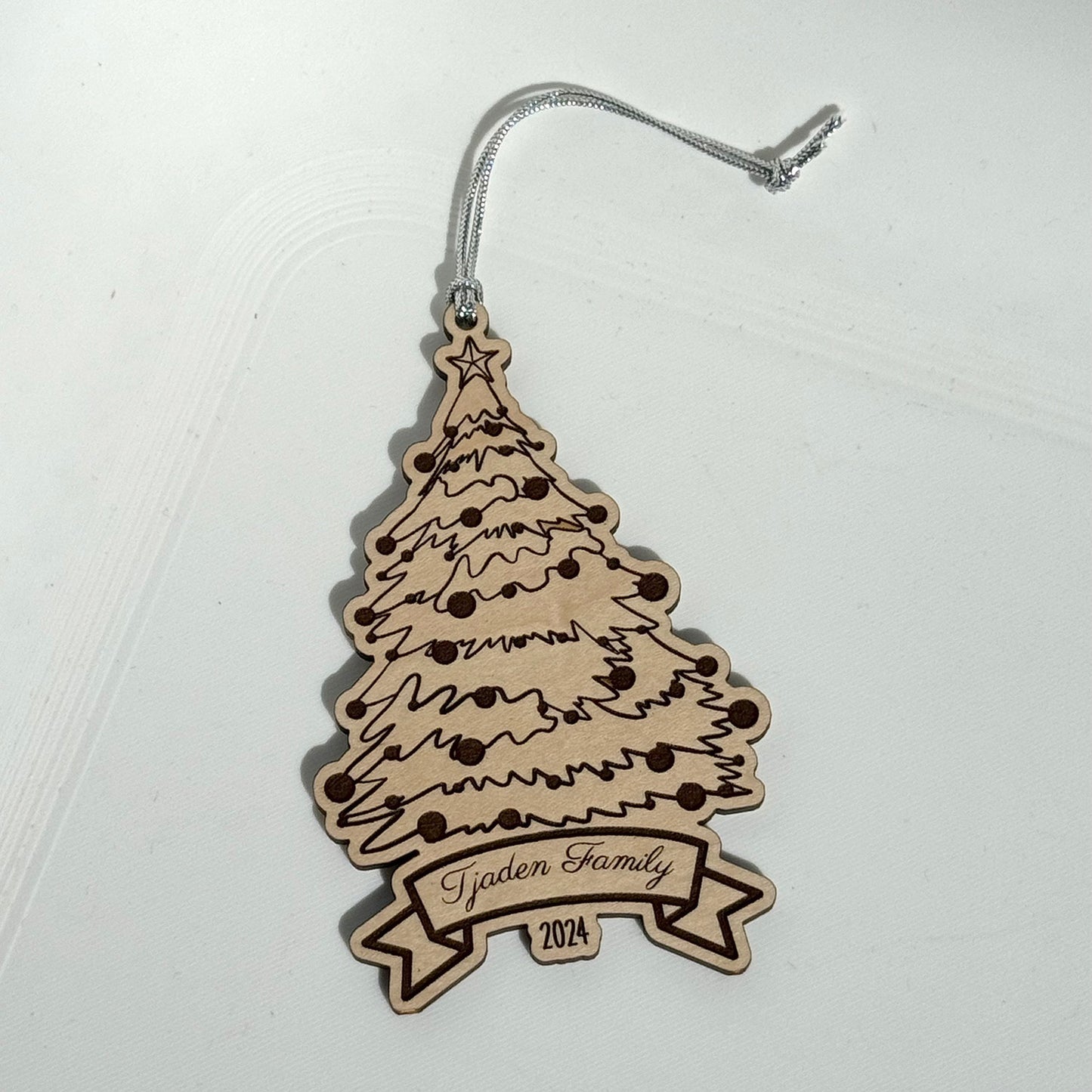 Christmas Tree Ornament / Tag - Personalizable Family Name & Year - Glowforge