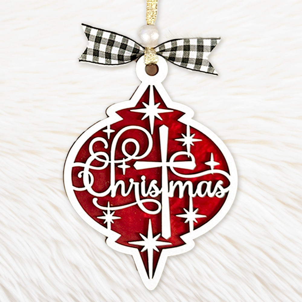 Christmas with Jesus Cross Arabesque Ornament - Glowforge