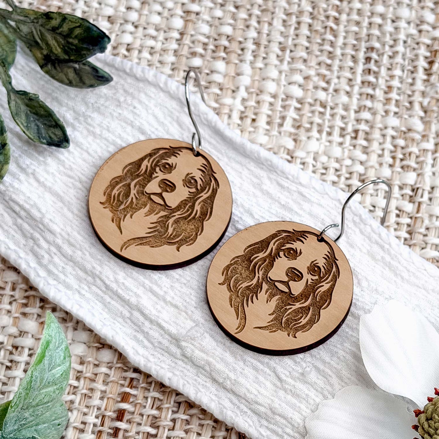Cocker Spaniel Engraved Disc Earrings - Glowforge