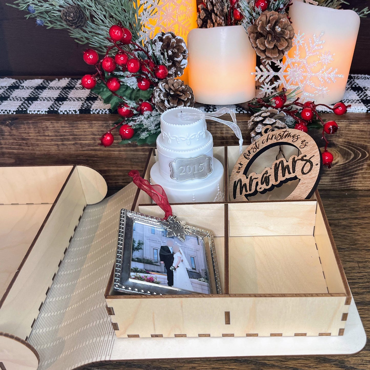 Couple’s First Christmas Keepsake Book Cover - Fireplace Snuggles - Glowforge