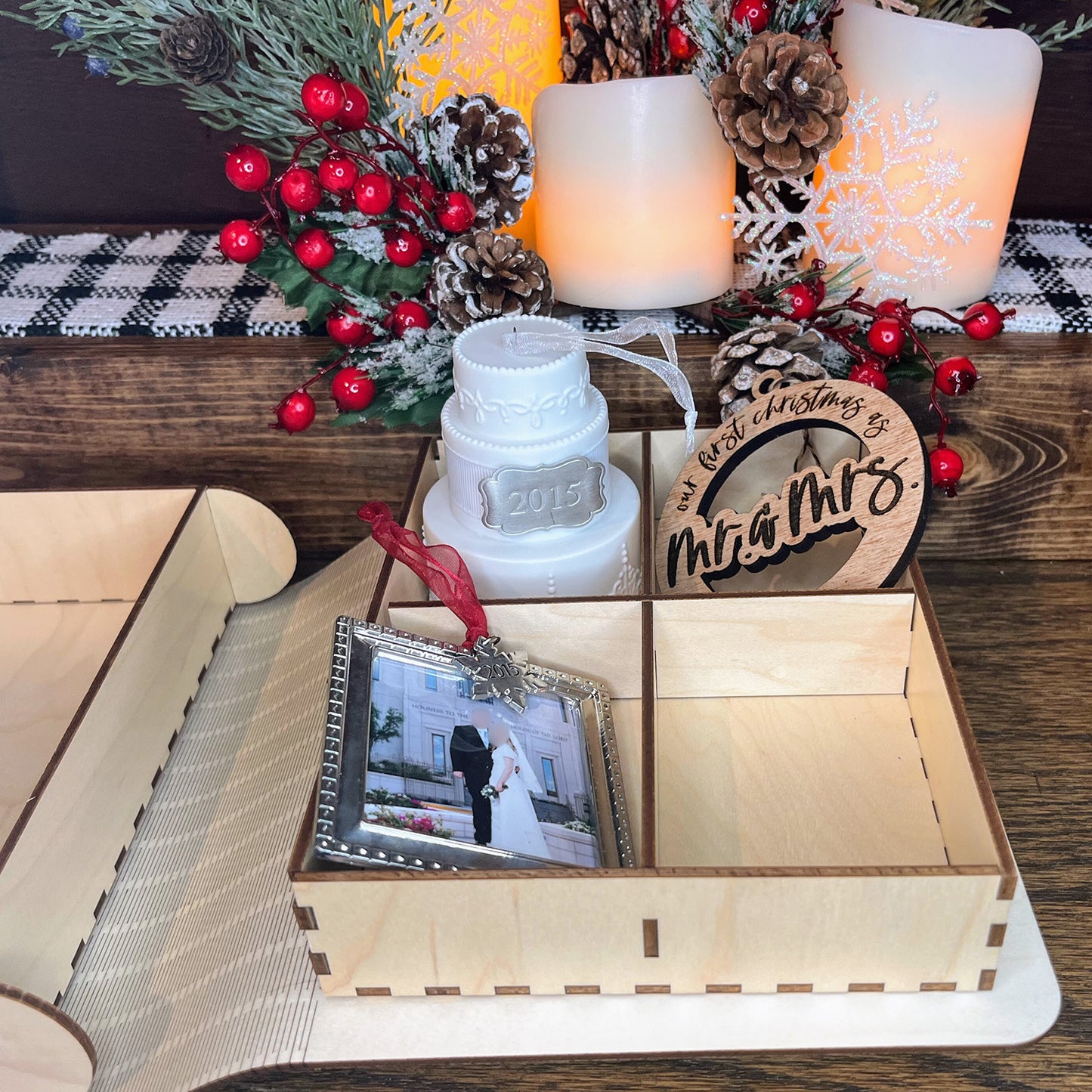 Couple’s First Christmas Keepsake Book Cover - Wedding Bands - Glowforge