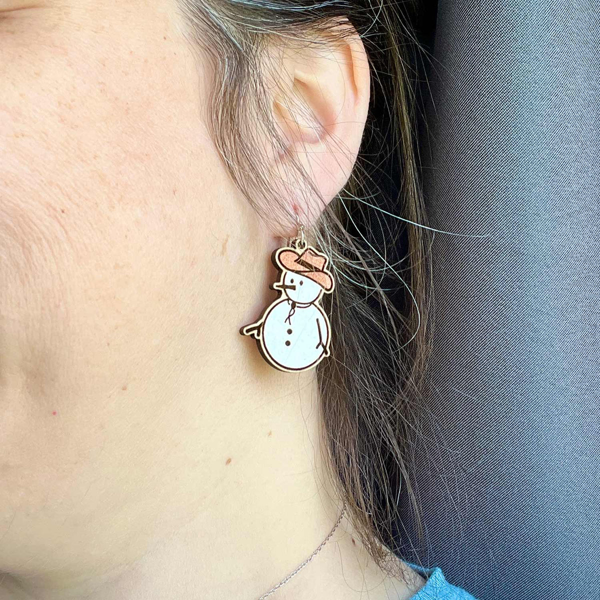 Cowboy Snowman Earrings (Set of 2) - Glowforge