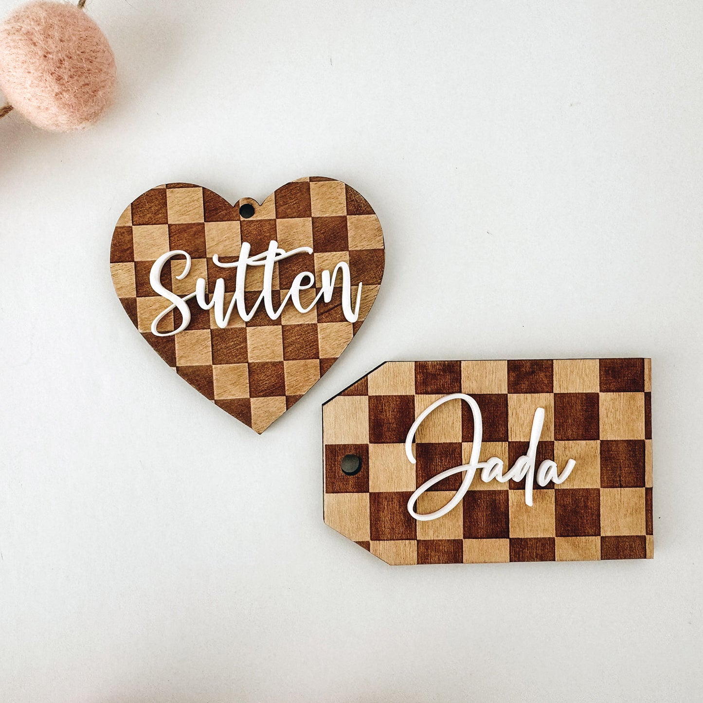 Customizable Checkered Heart Valentines Basket Tag