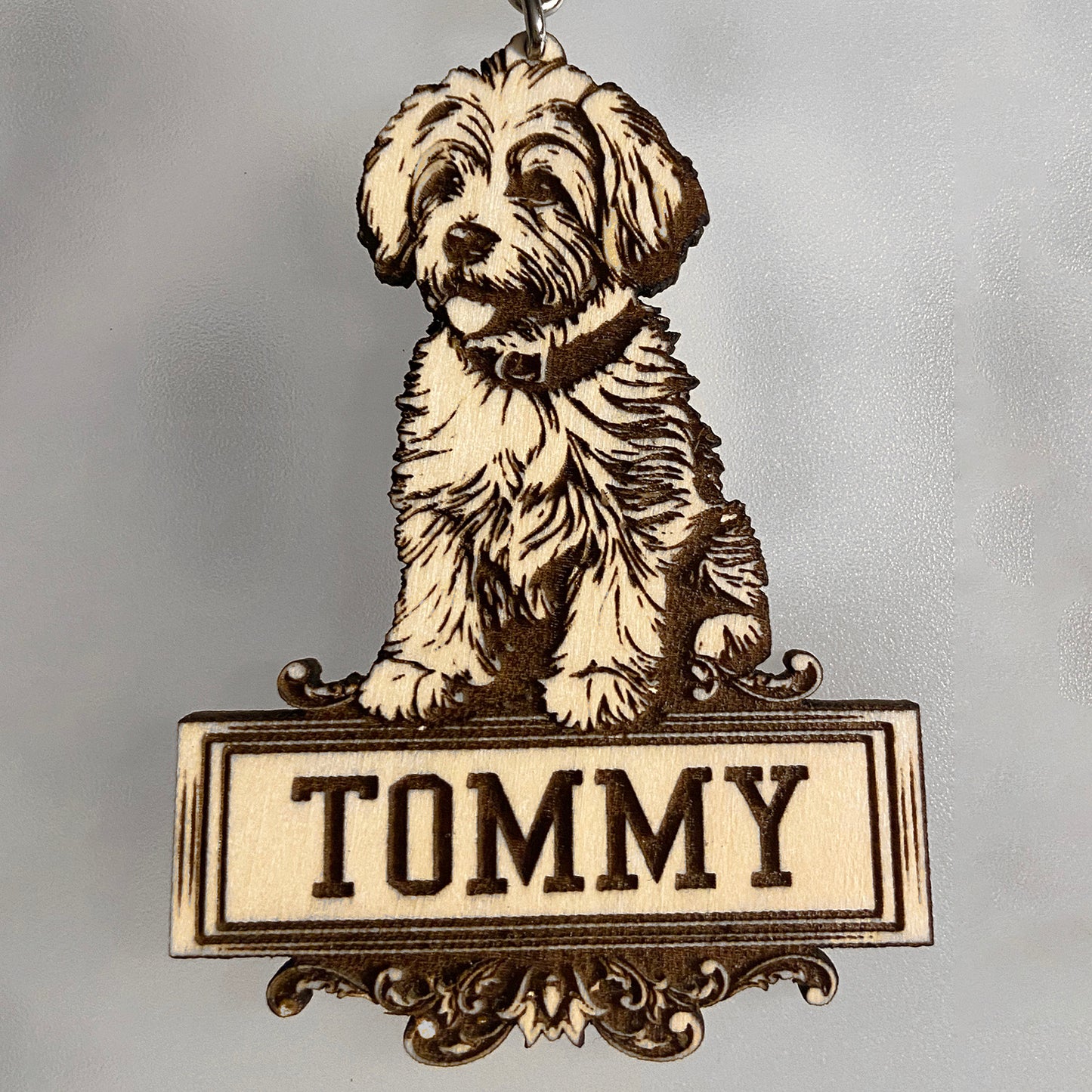 Customizable Fluffy Dog Keychain