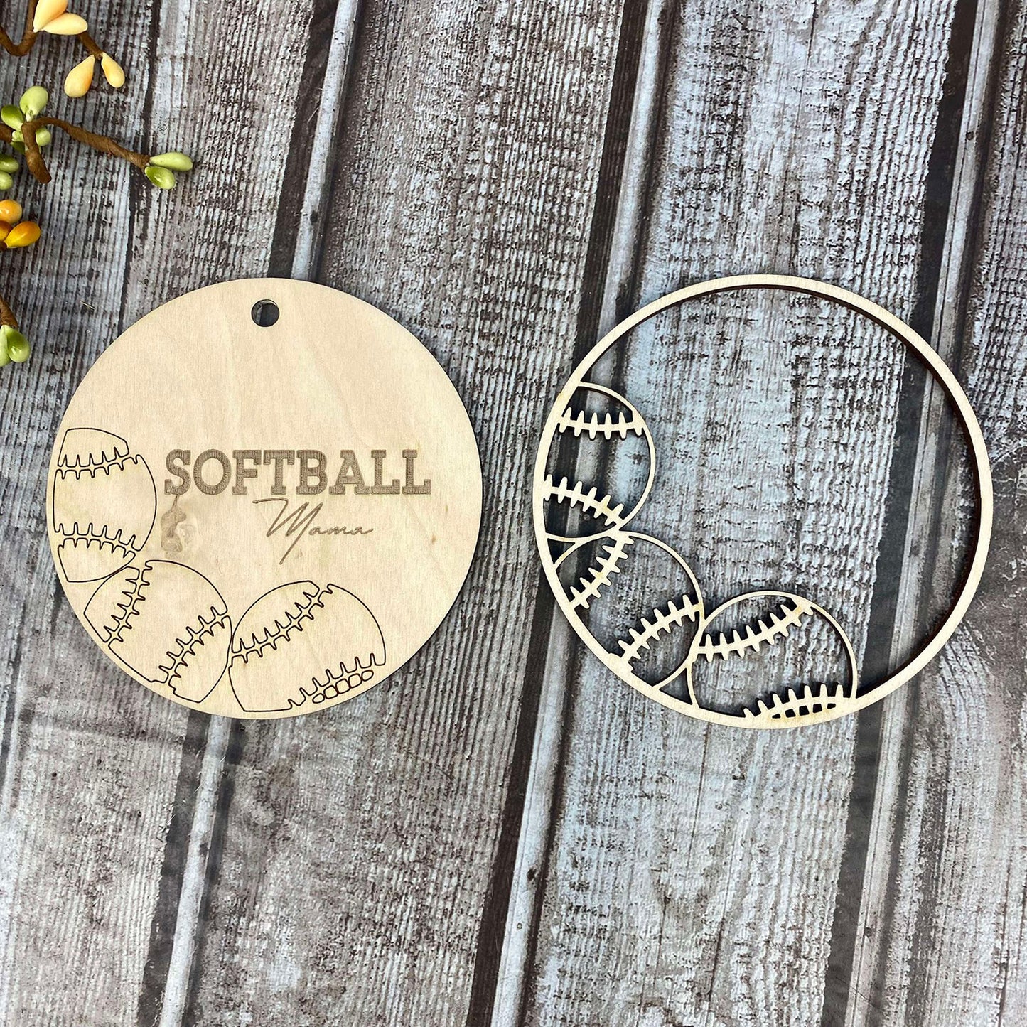 Customizable Softball Ornament / Gift Tag / Bag Tag - Glowforge