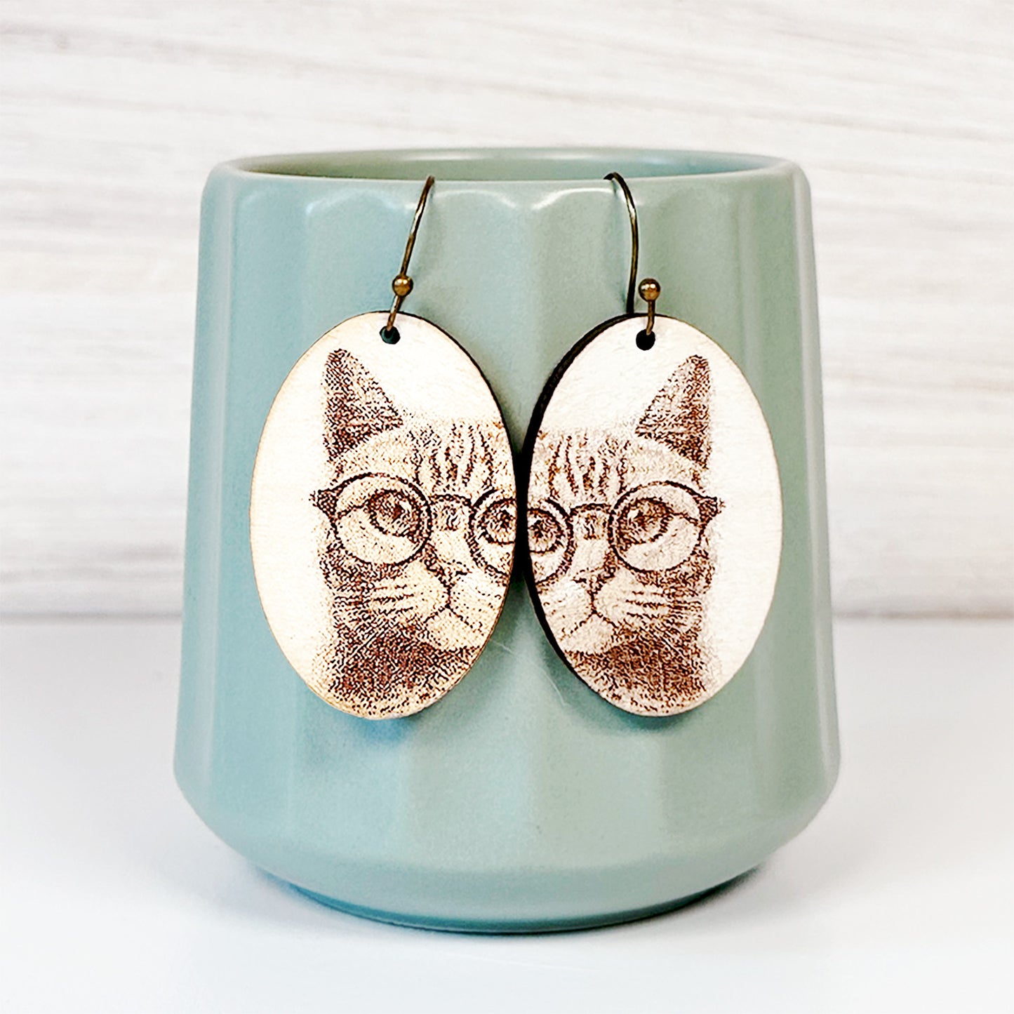 Cute Cat with Glasses Earrings - Glowforge