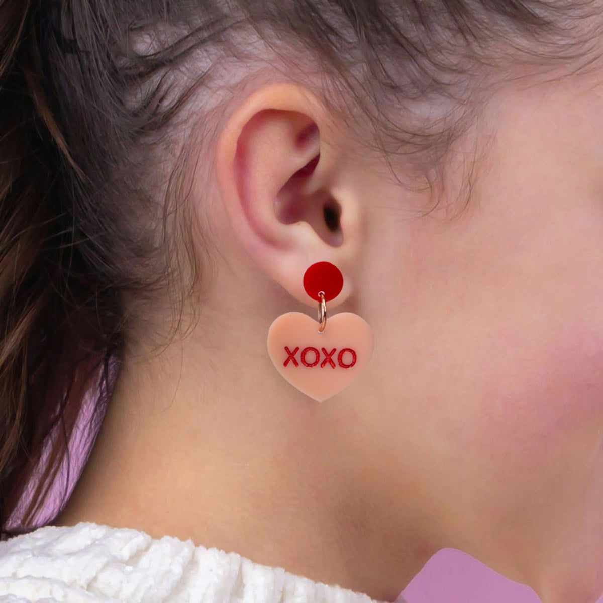 Dangling Conversation Hearts Earring Stud