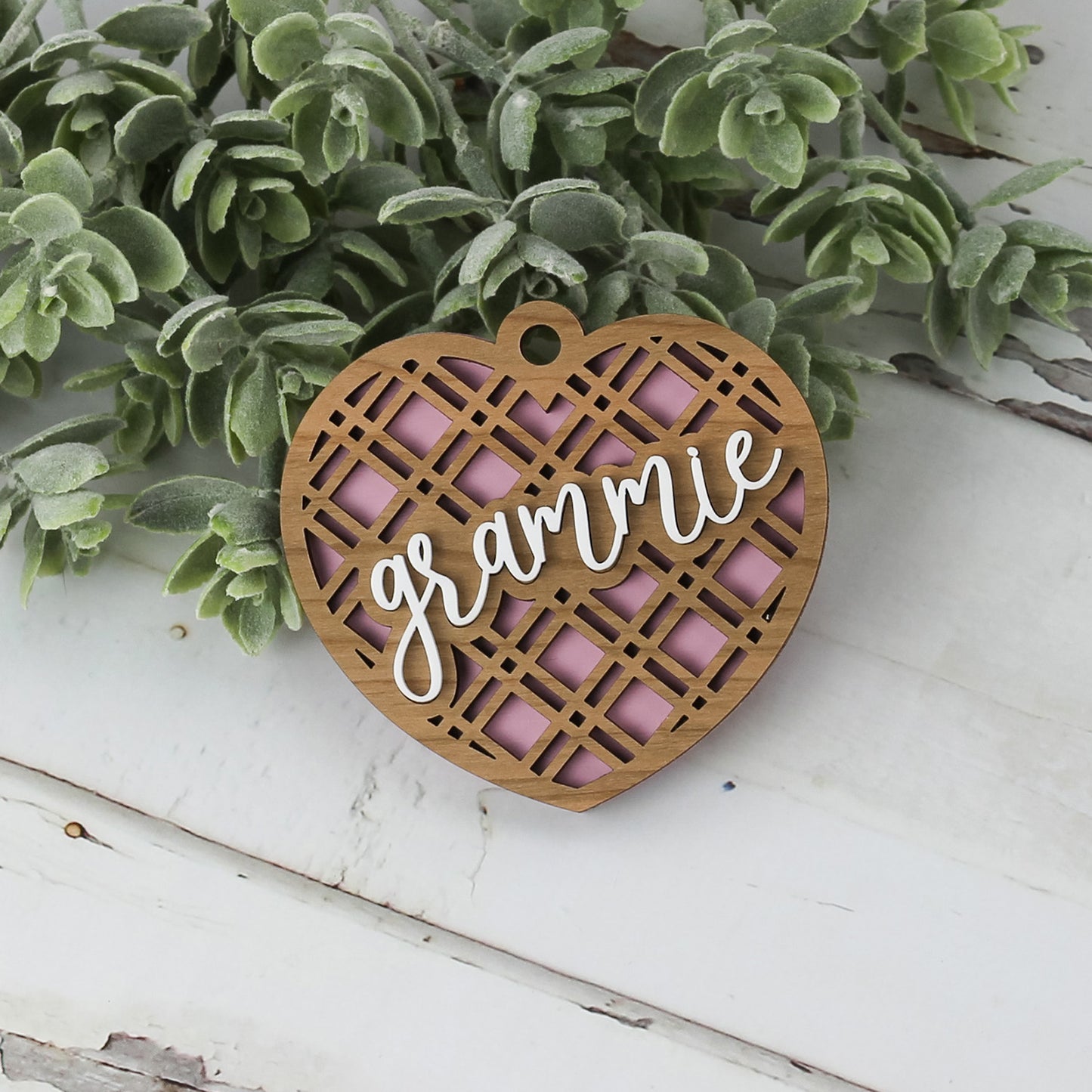 Diagonal Plaid Heart Gift Tag for Grammie - Mother's Day Gift Tag