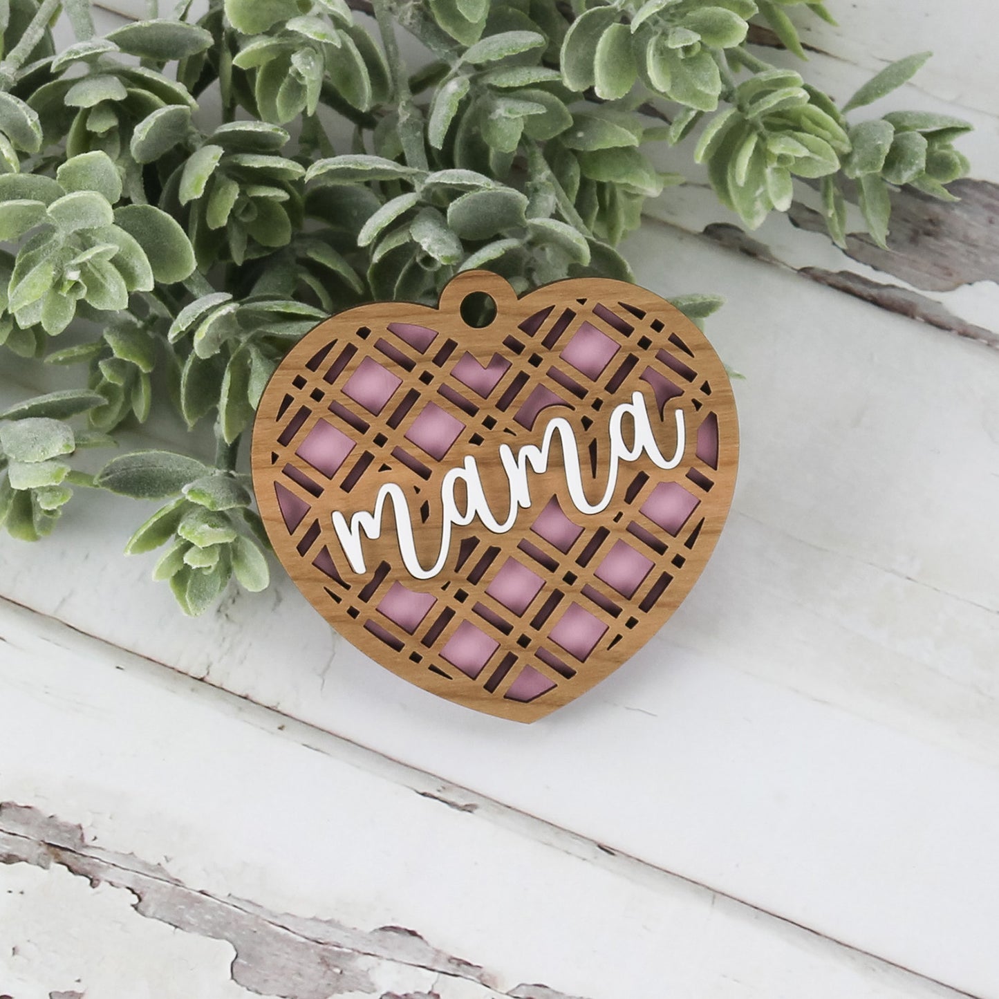 Diagonal Plaid Heart Gift Tag for Mama - Mother's Day Gift Tag