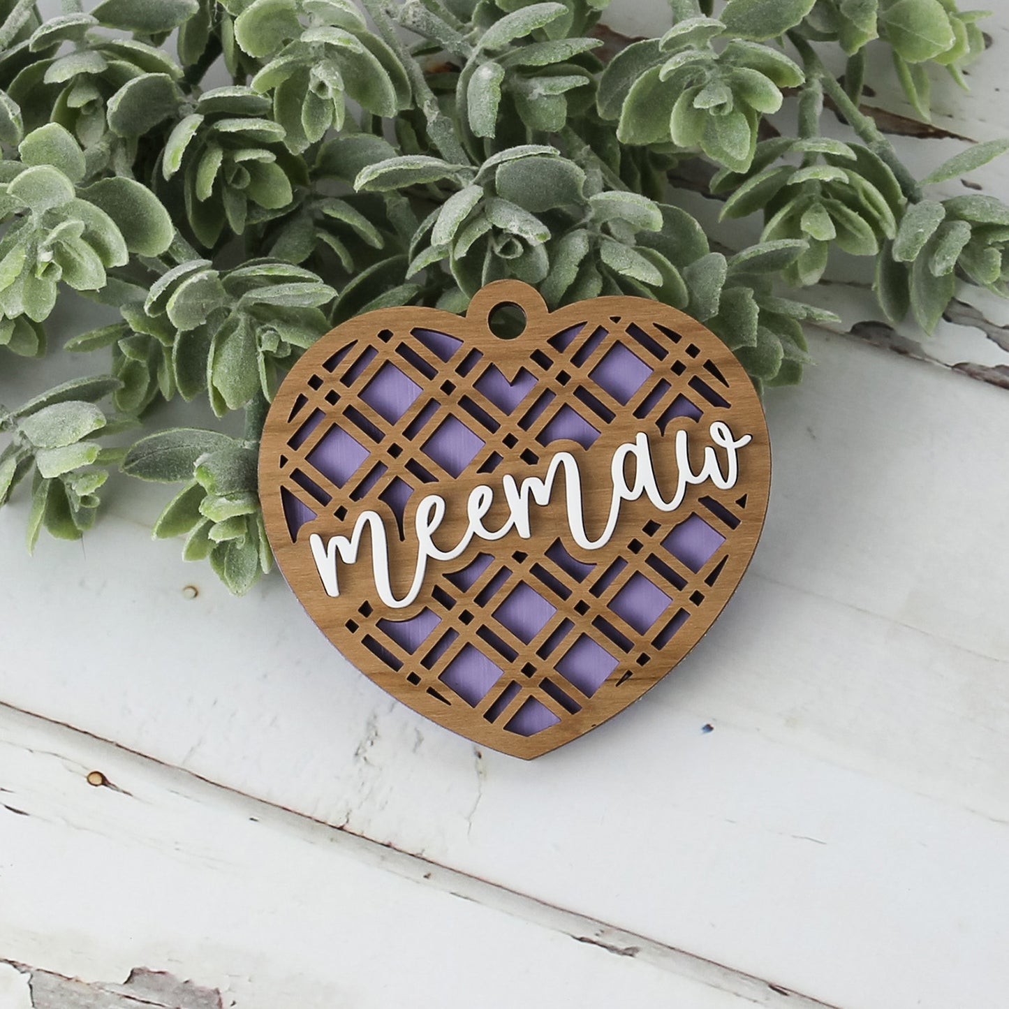Diagonal Plaid Heart Gift Tag for Meemaw - Mother's Day Gift Tag
