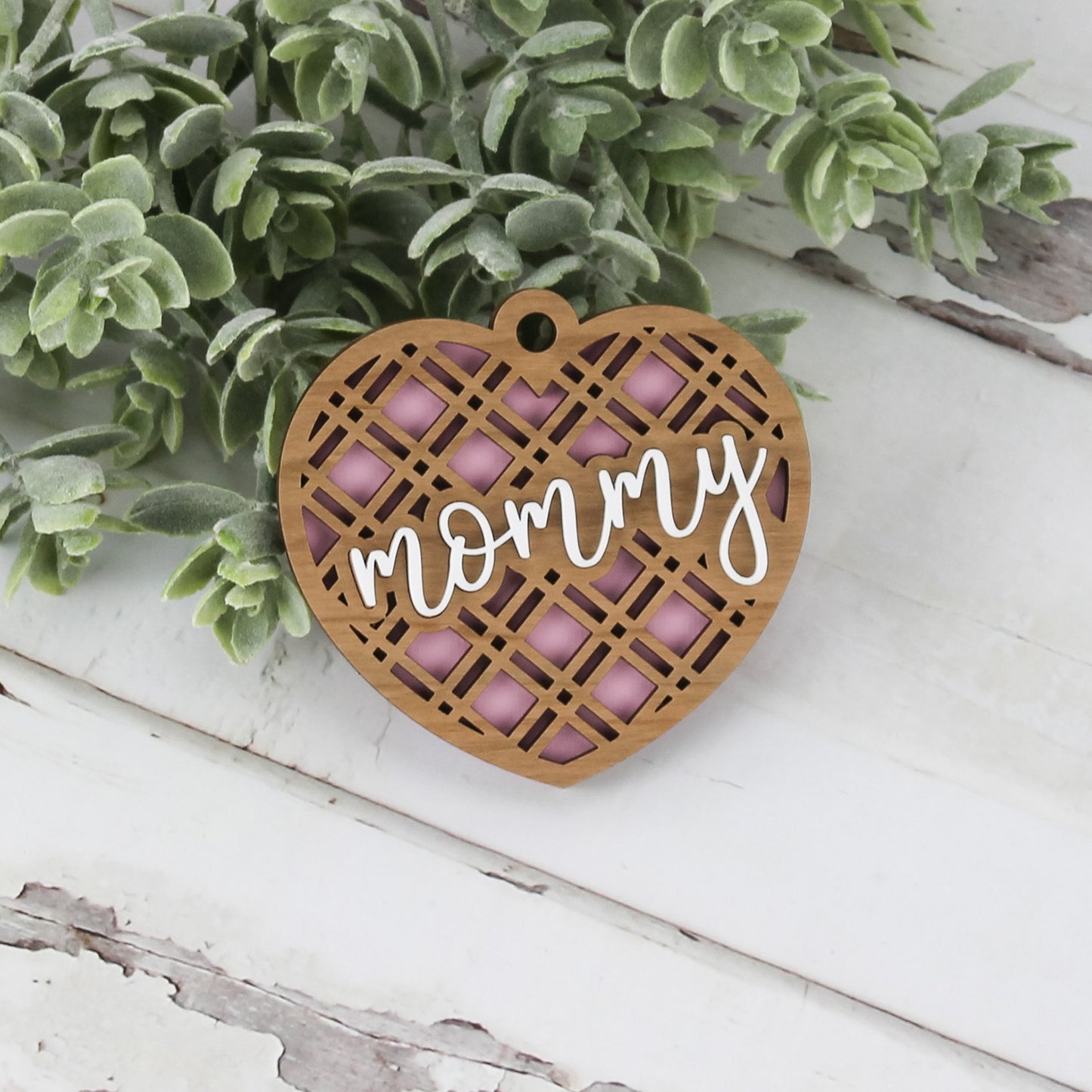 Diagonal Plaid Heart Gift Tag for Mommy - Mother's Day Gift Tag