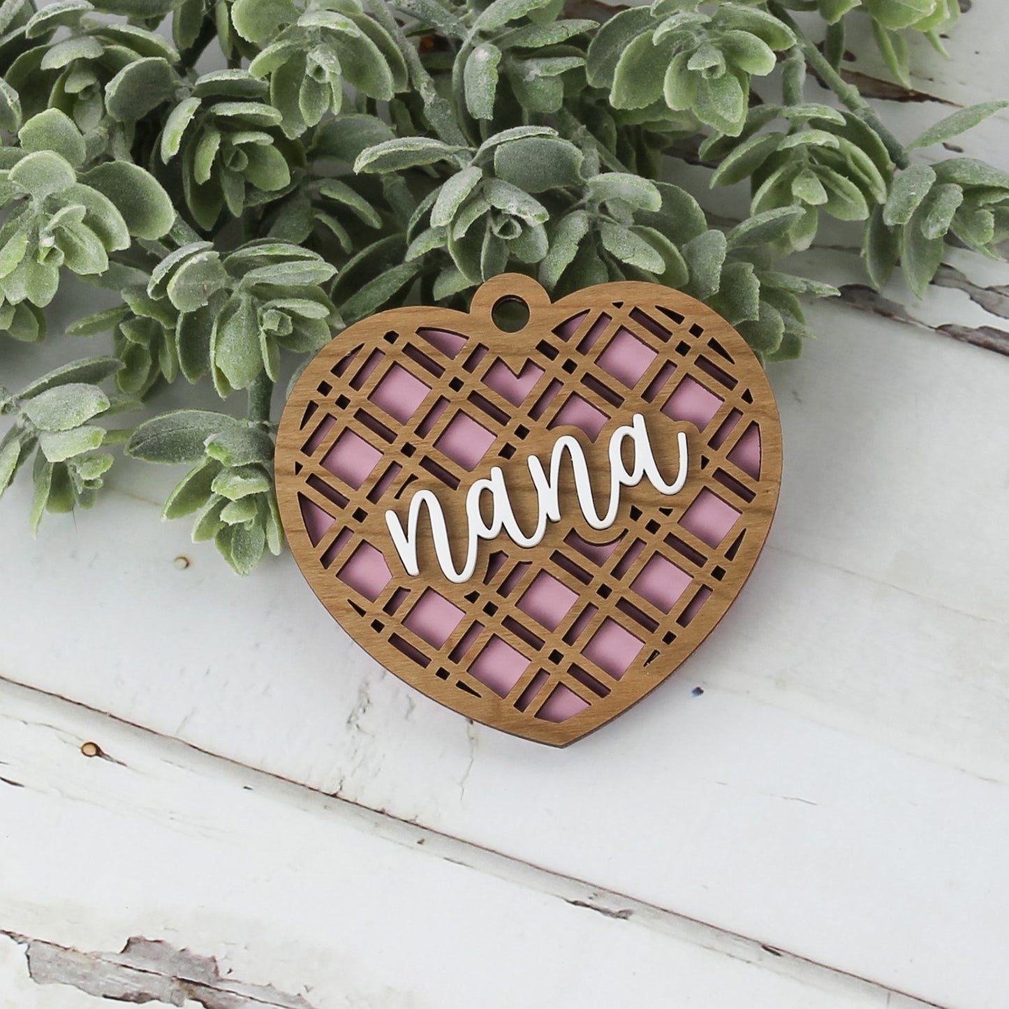 Diagonal Plaid Heart Gift Tag for Nana - Mother's Day Gift Tag