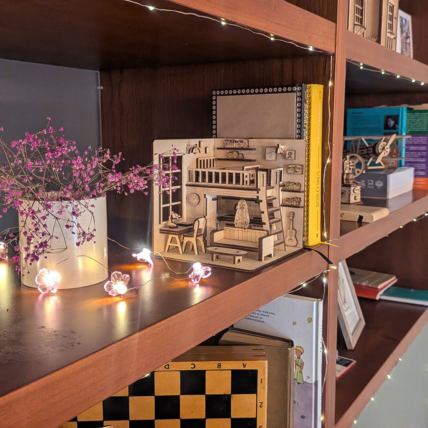 Dollhouse Room Book Nook - DIY Miniature Diorama for Bookshelf Display - Glowforge