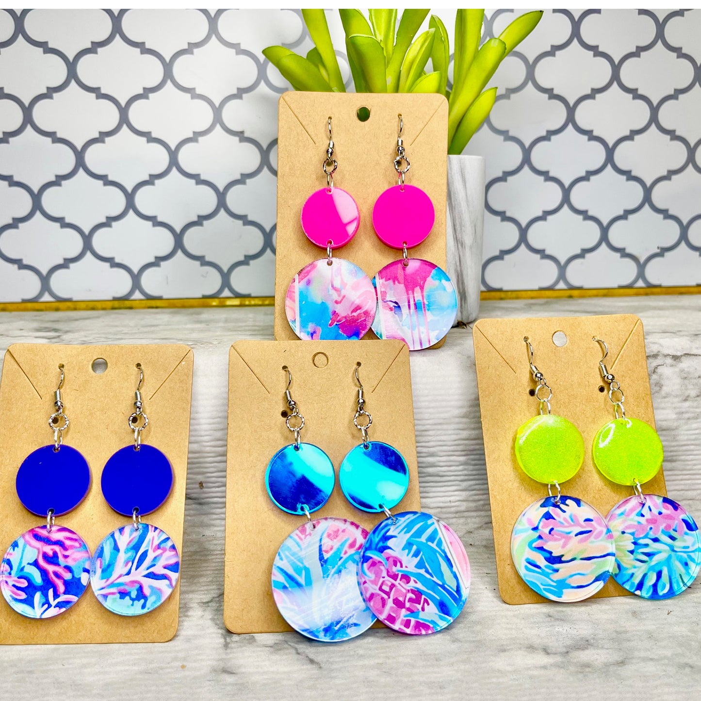 Double and Triple Round Dangle Earrings (Set of 3) - Glowforge