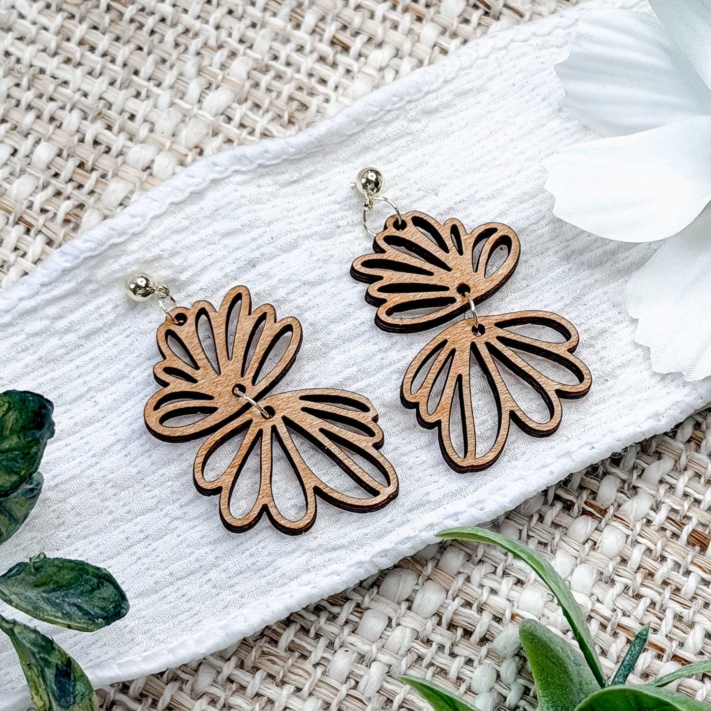 Double Flower Dangle Earrings Set - Glowforge