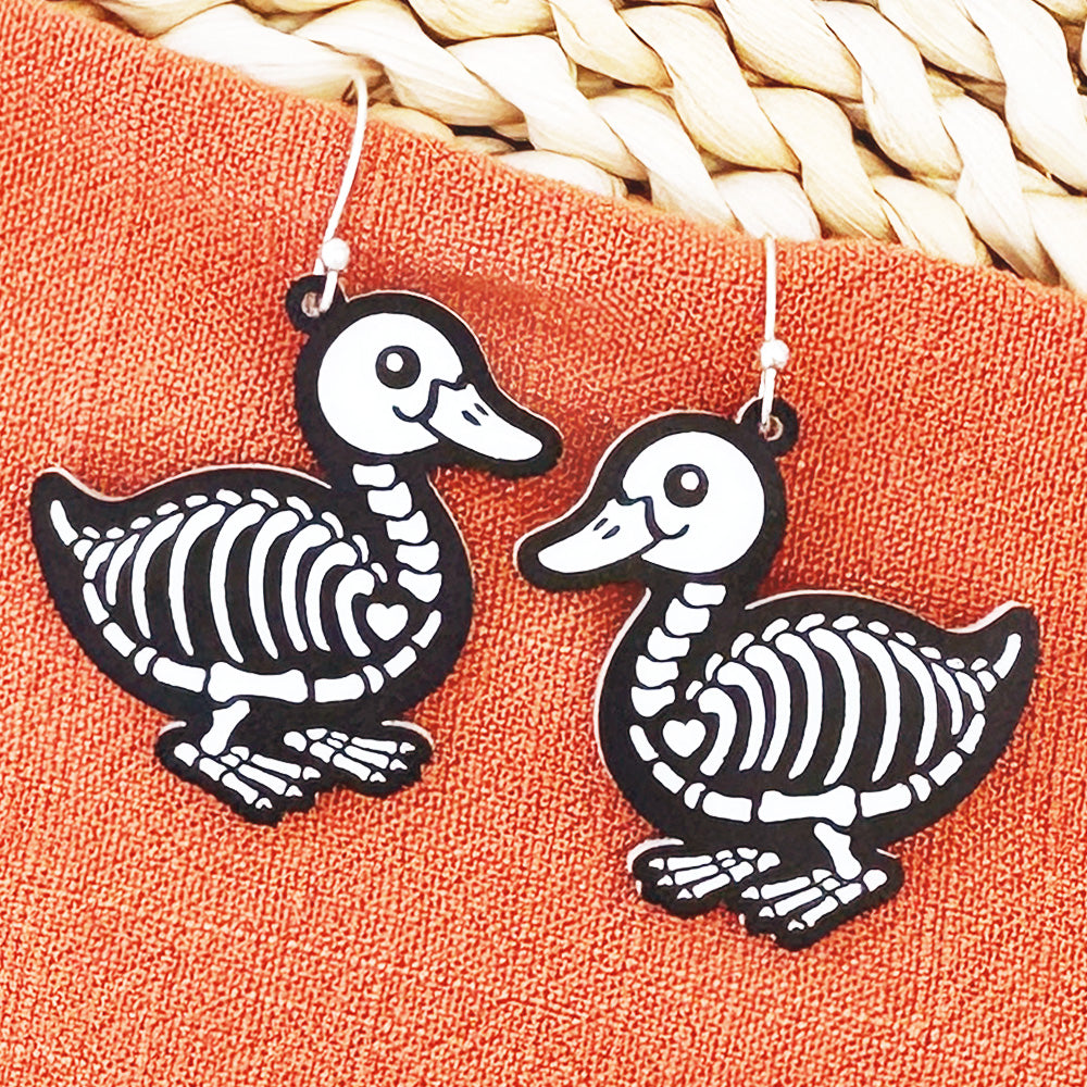 Duck Skeleton Halloween Earrings - Glowforge