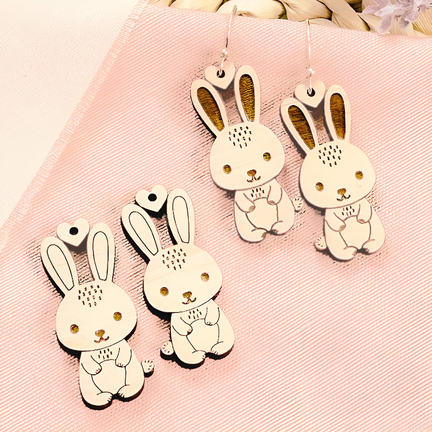 Easter Bunny Earrings for Spring (Set of 2) - Glowforge