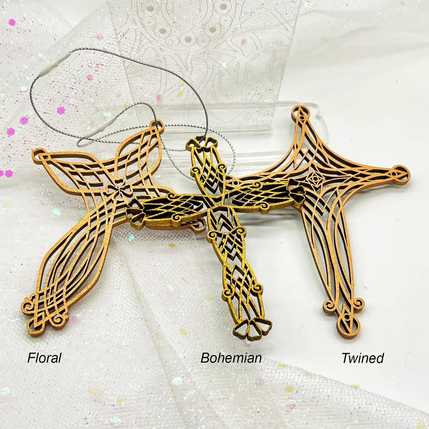 Elegant Bohemian Cross Ornament - Grace, Faith & Sophistication