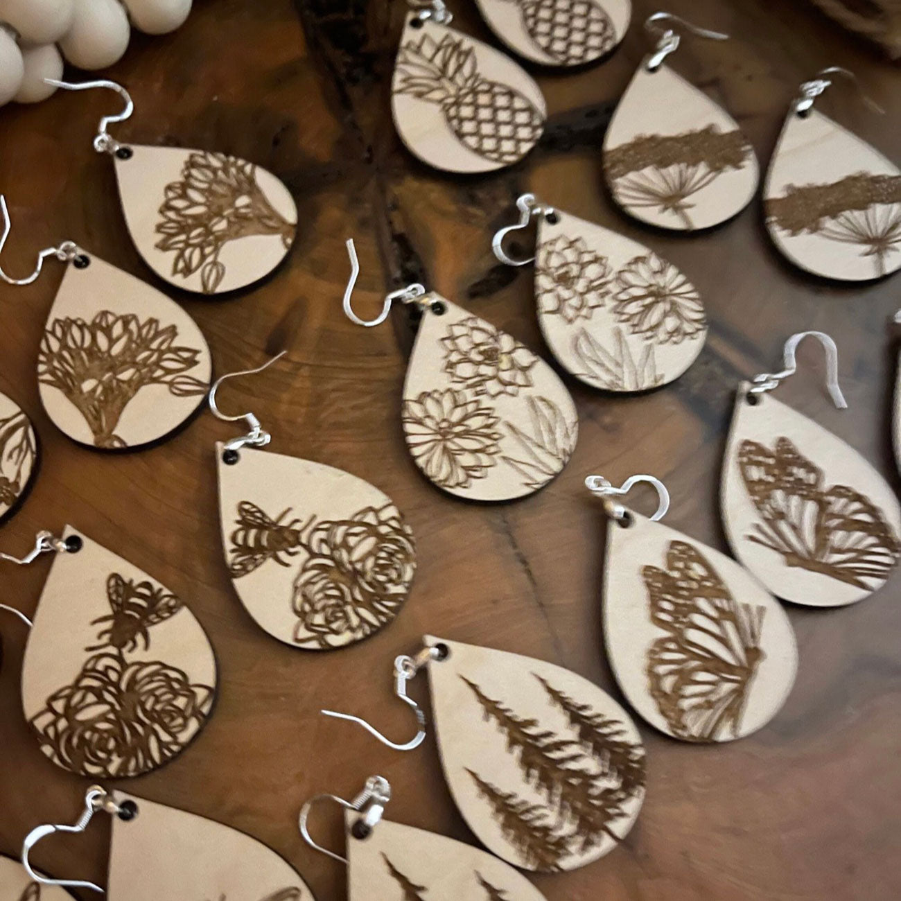 Engraved Teardrop Earrings (Set of 10) - Glowforge