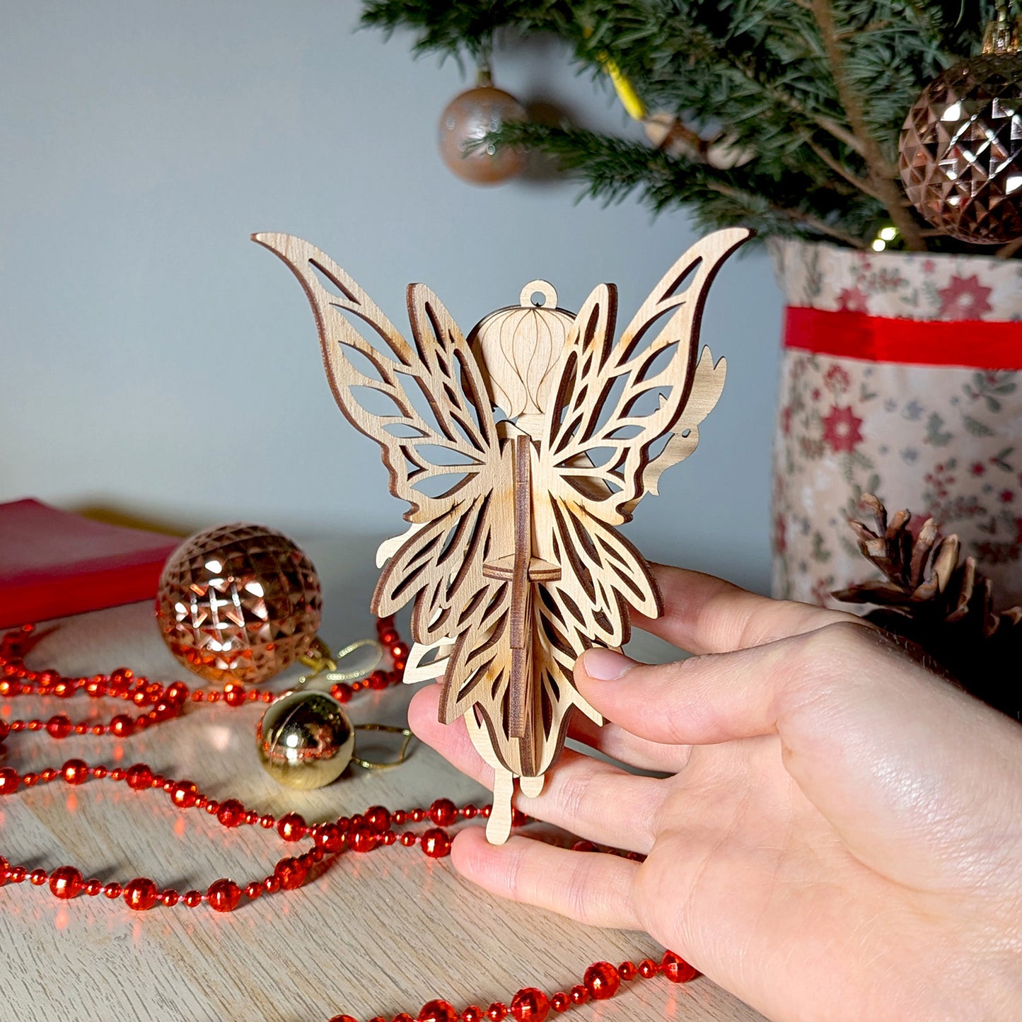 Fairy Girl Ornament with Butterfly Wings - Easter & Christmas Decoration - Glowforge