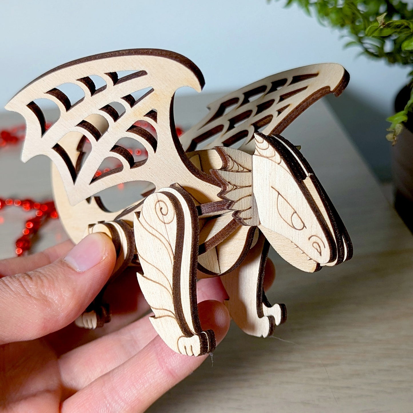 Fantasy Dragon Ornament with Wings and Horns - Glowforge