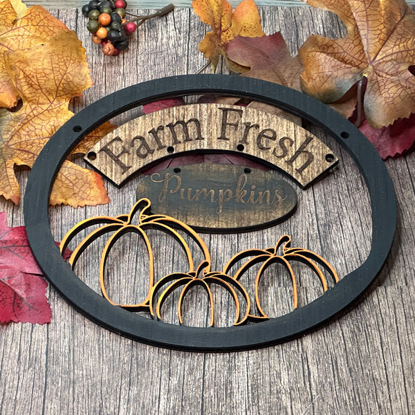 Pancarte En Bois Miniature 'Farm Fresh Pumpkins' - Déco Ferme - NEUF
