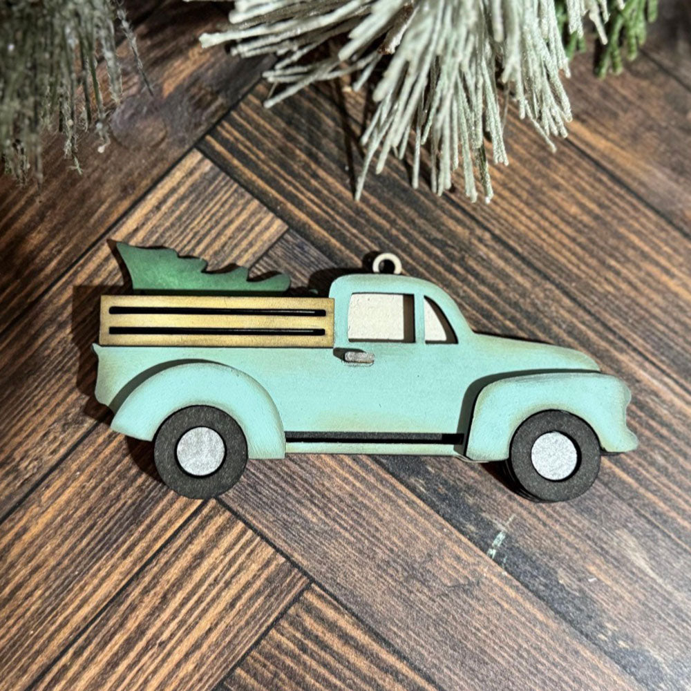Farmhouse Vintage Style Truck Christmas Ornament - Glowforge