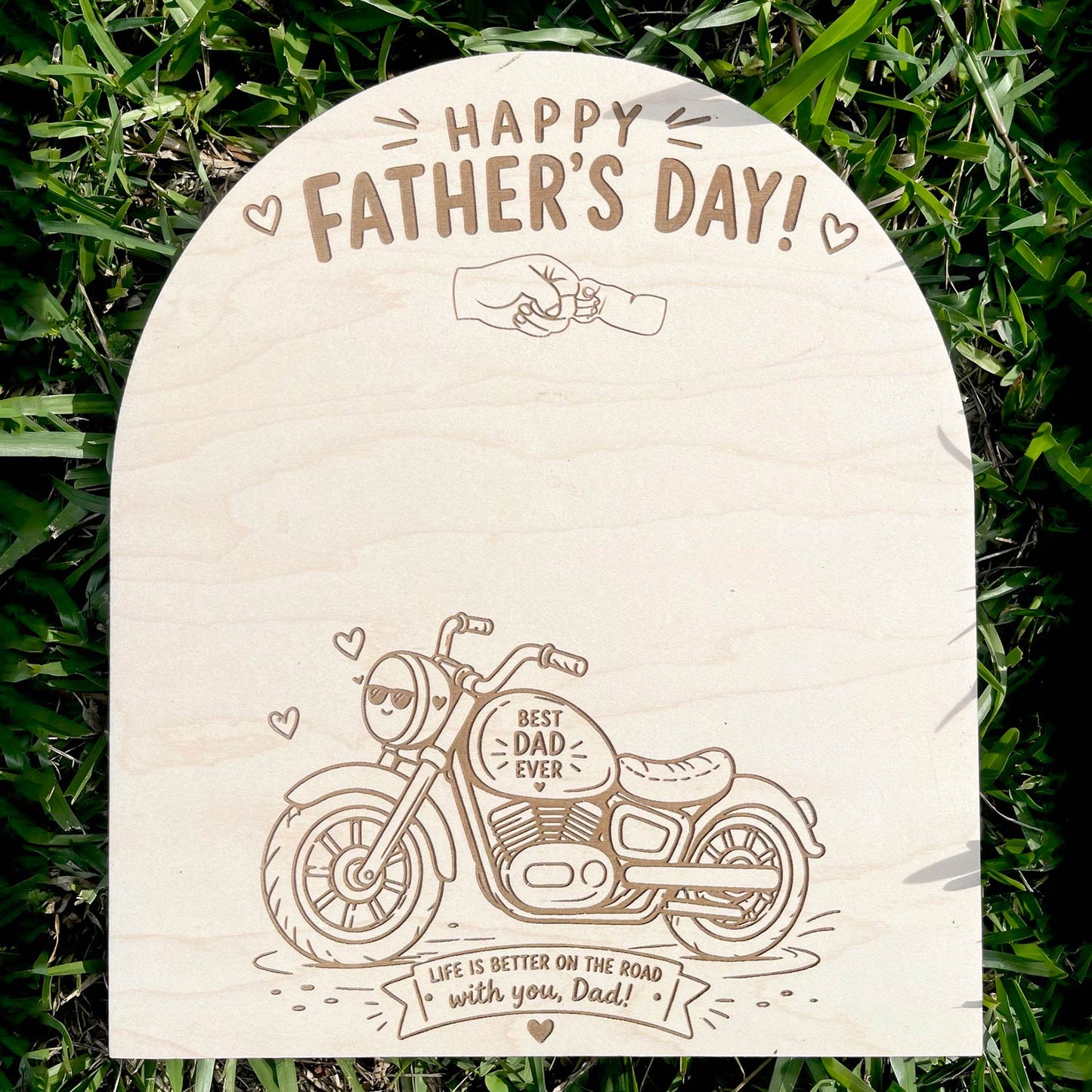 Father's Day Handprint Motorcycle Shelf Sign - Glowforge