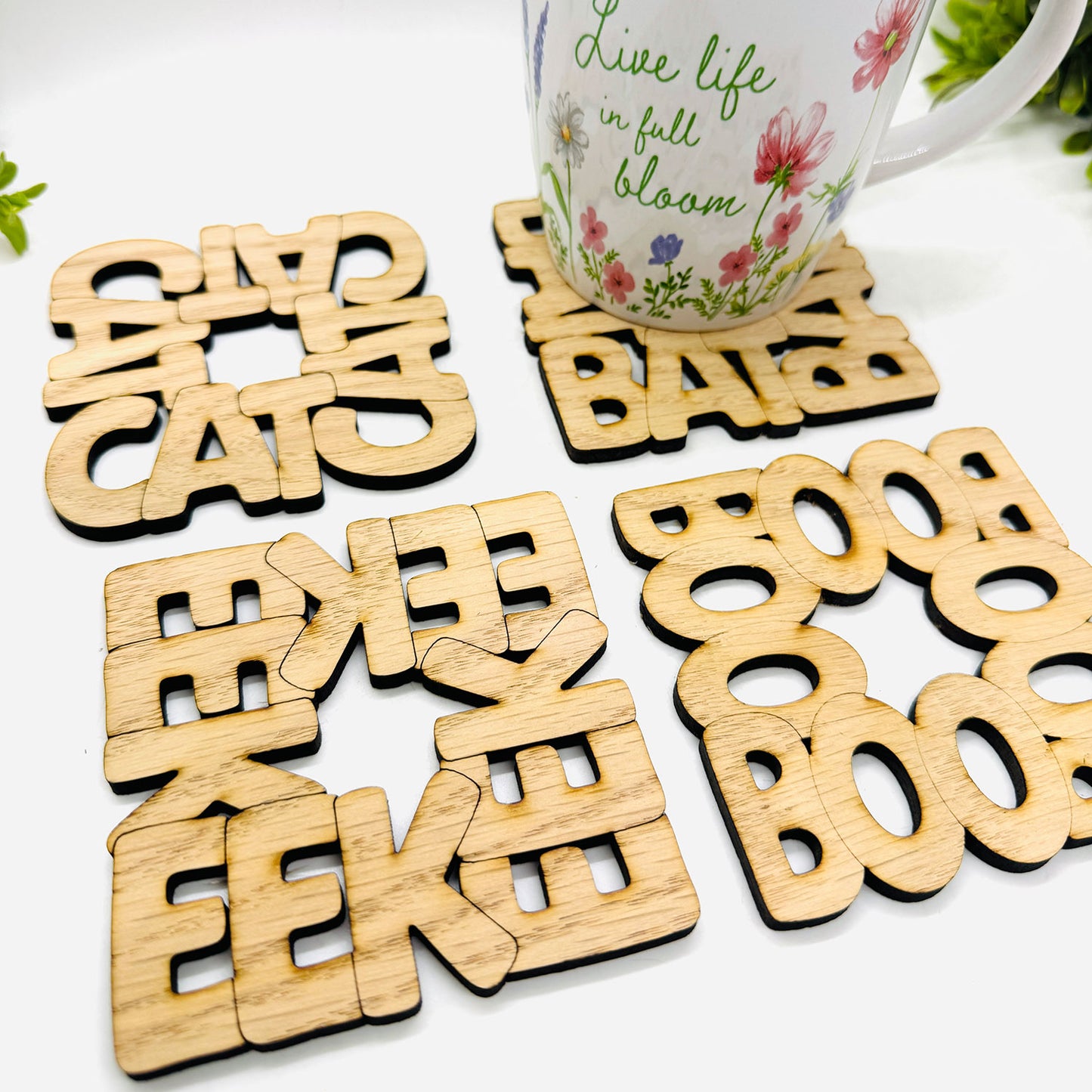 Festive Halloween Word Weave Coasters and Table Protectors (Set of 4) - Glowforge