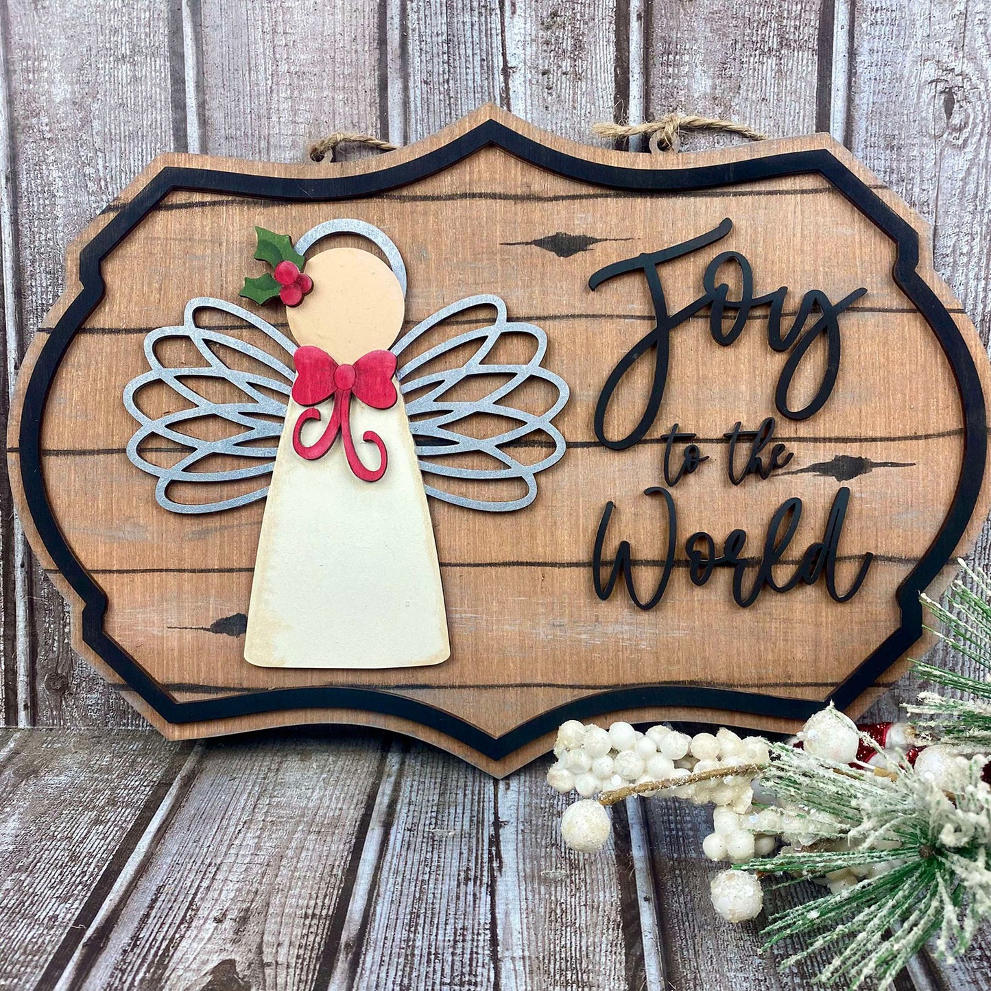 Festive Peg Style Christmas Angel Sign - Glowforge