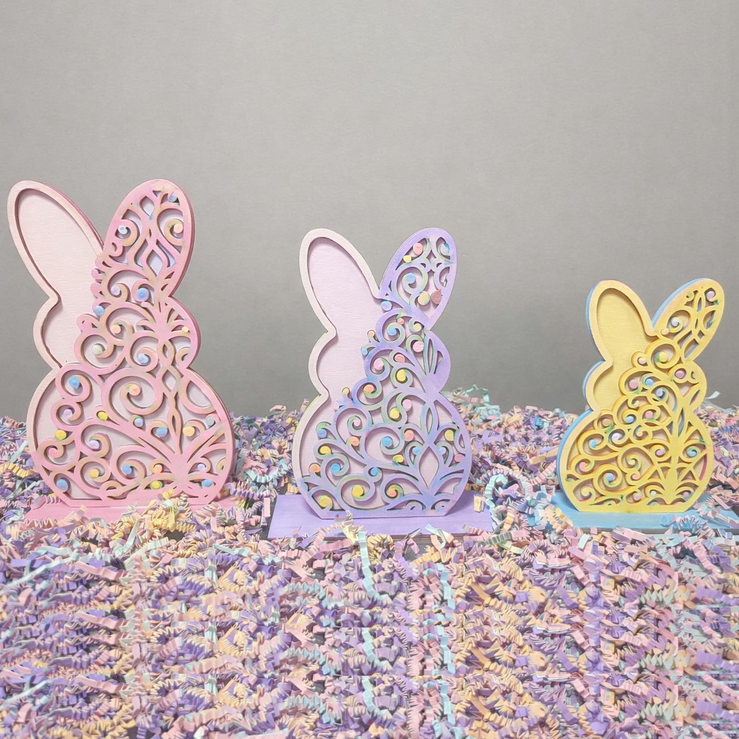 Filigree Easter Bunny Shelf Sitters (Set of 3) - Glowforge