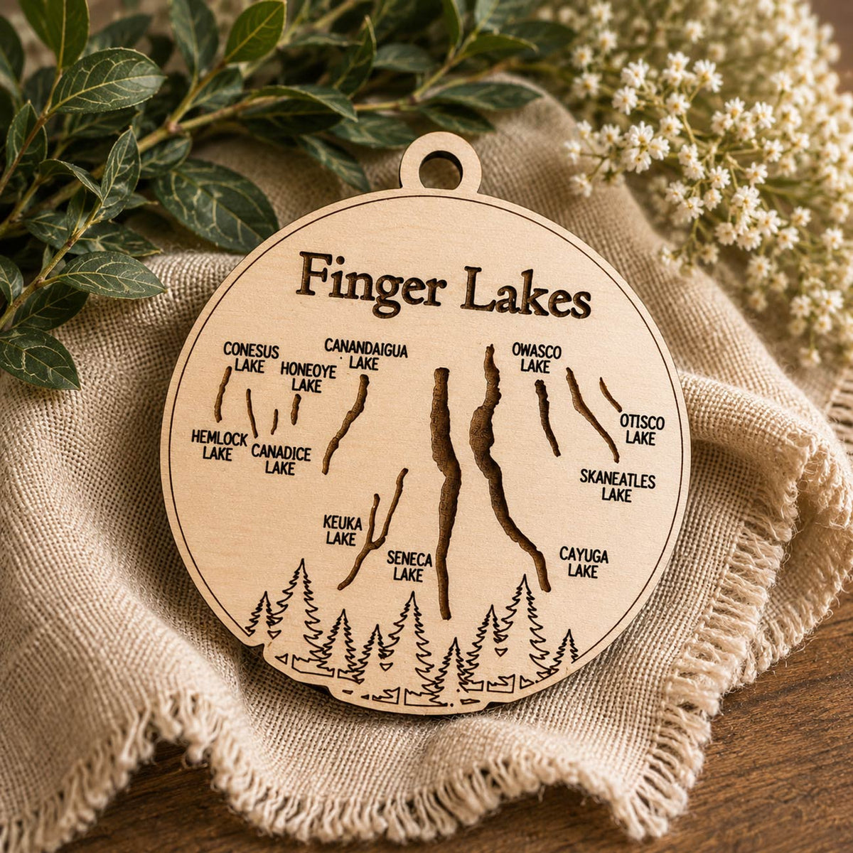 Finger Lakes New York Map Ornament - Glowforge