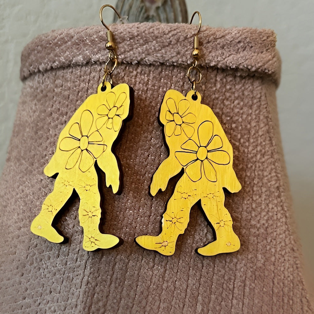 Floral Bigfoot Dangle Earrings - Glowforge