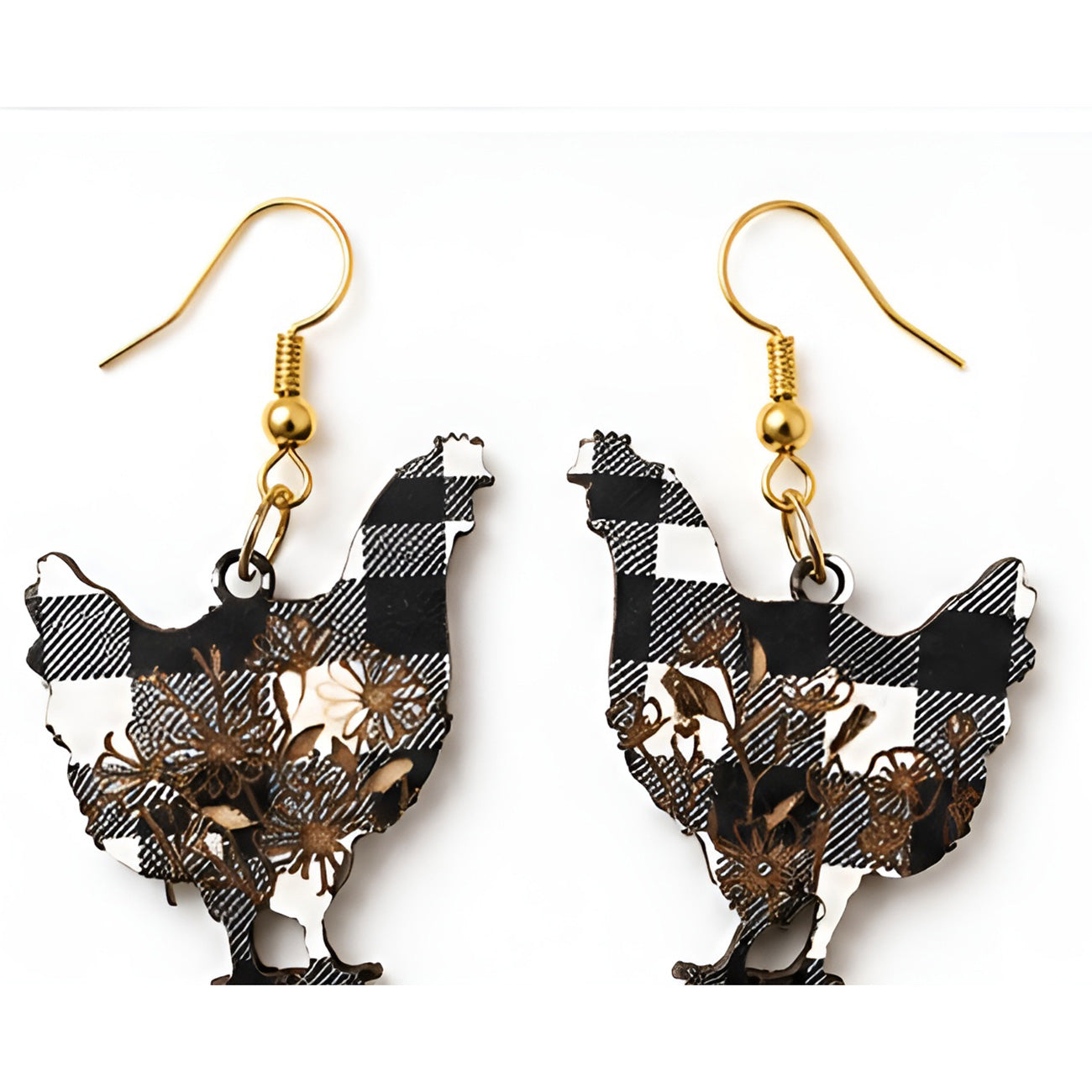 Floral Chicken Dangle Earrings (Set of 2) - Glowforge