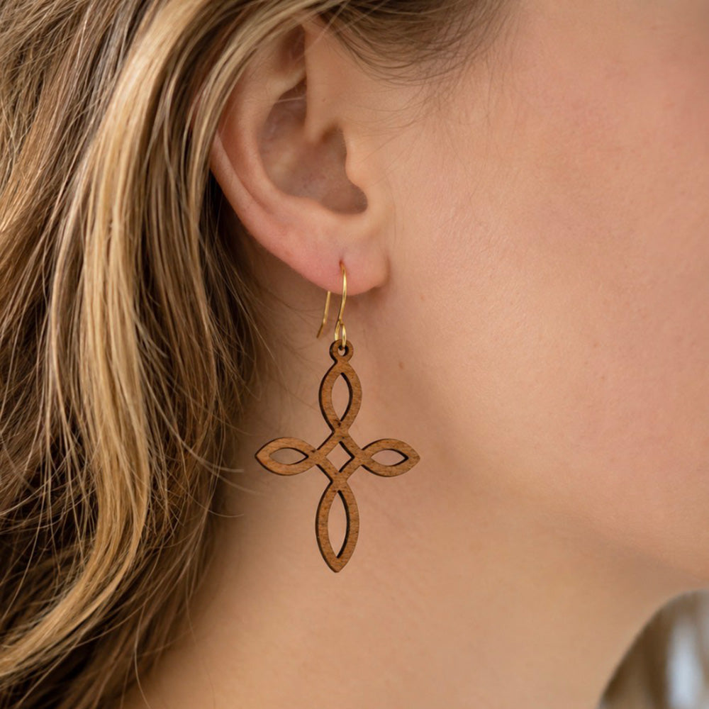 Floral Cross Statement Earrings - Glowforge