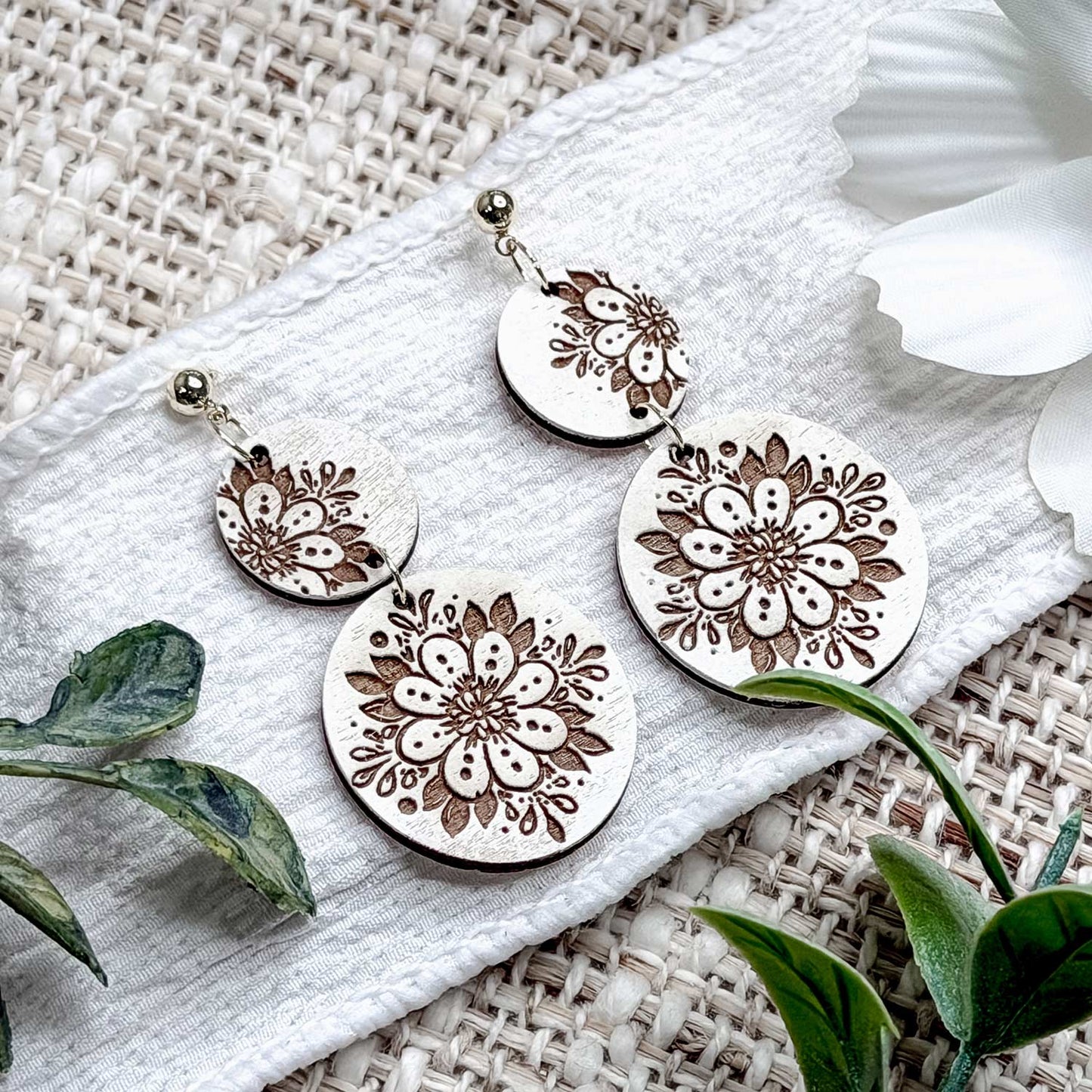 Floral Mandala Dangle Earrings - Glowforge