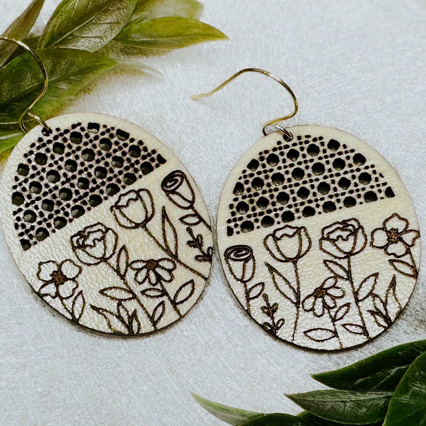 Floral Rattan Dangle Earrings