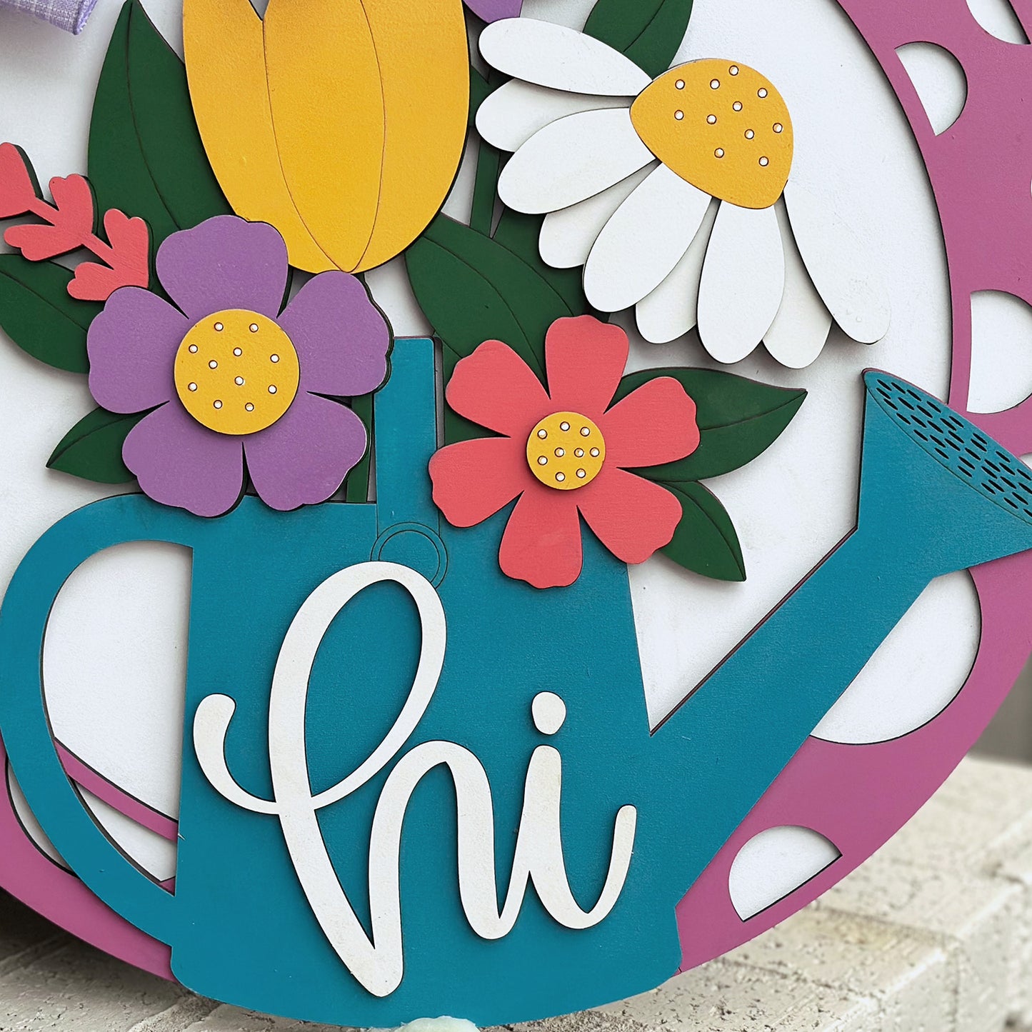 Floral Watering Can Layered Door Hanger - Glowforge