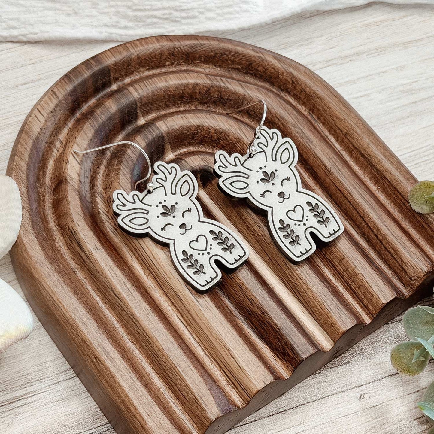 Folk Art Deer Earrings - Glowforge
