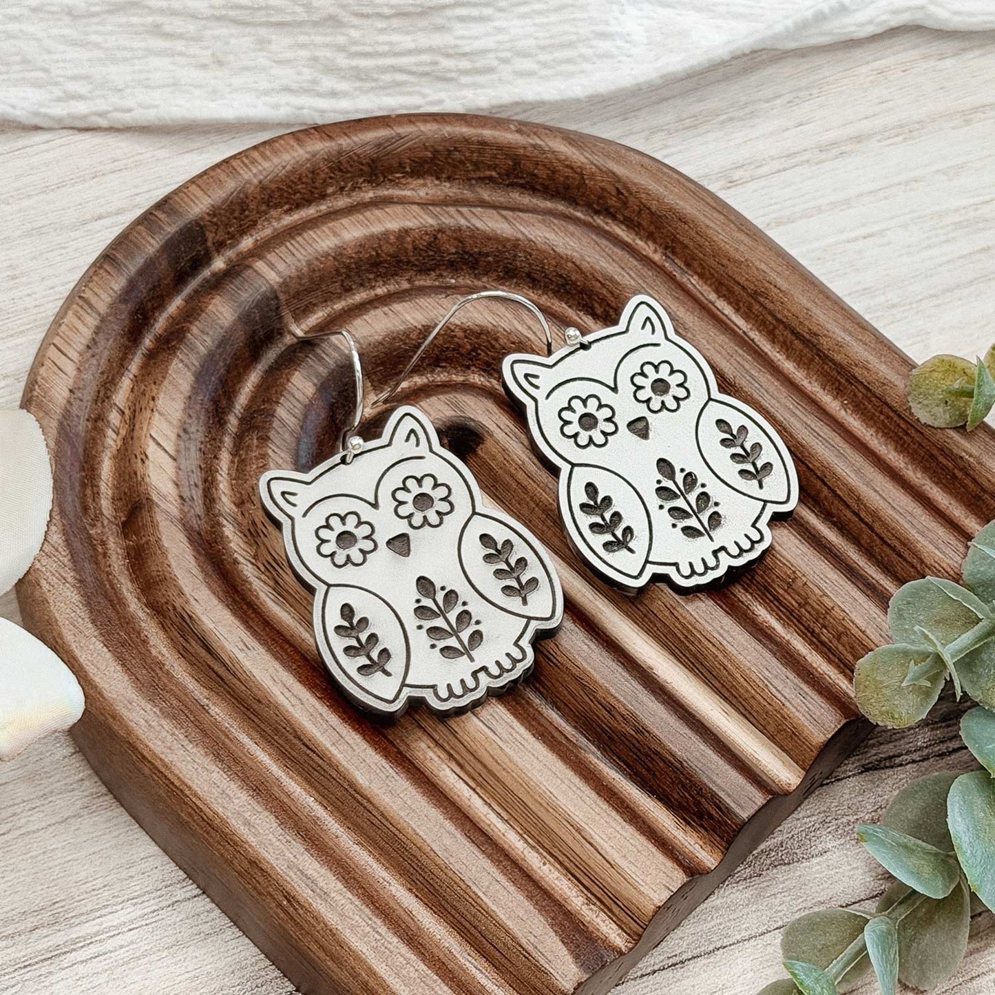 Folk Art Owl Earrings - Glowforge